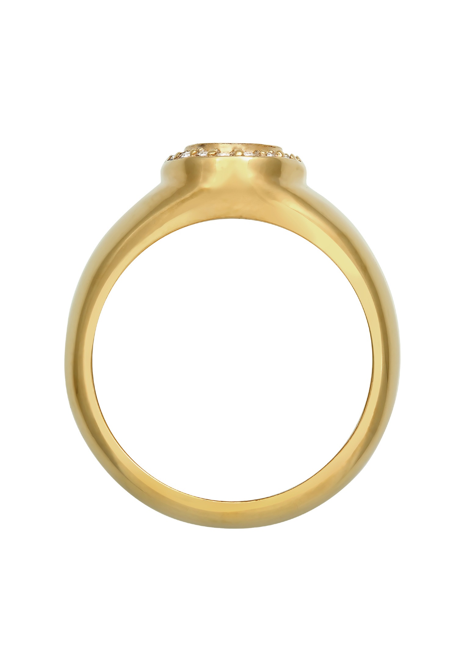 Elli Premium Siegelring »Ring Siegelring Glas Kristalle Weiß 925 Sterling Silber vergoldet«