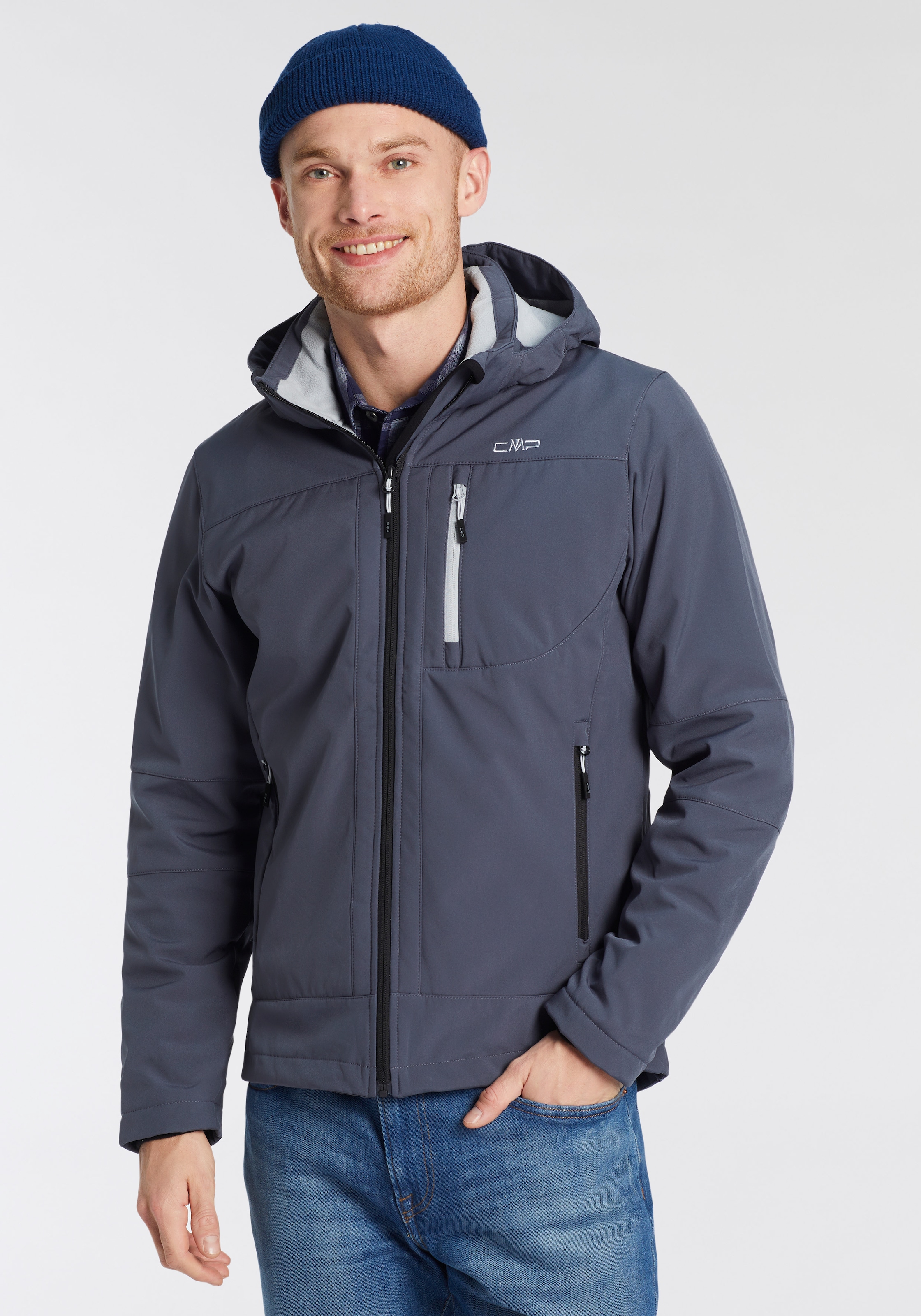 Softshelljacke »MAN JACKET ZIP HOOD«, mit Kapuze