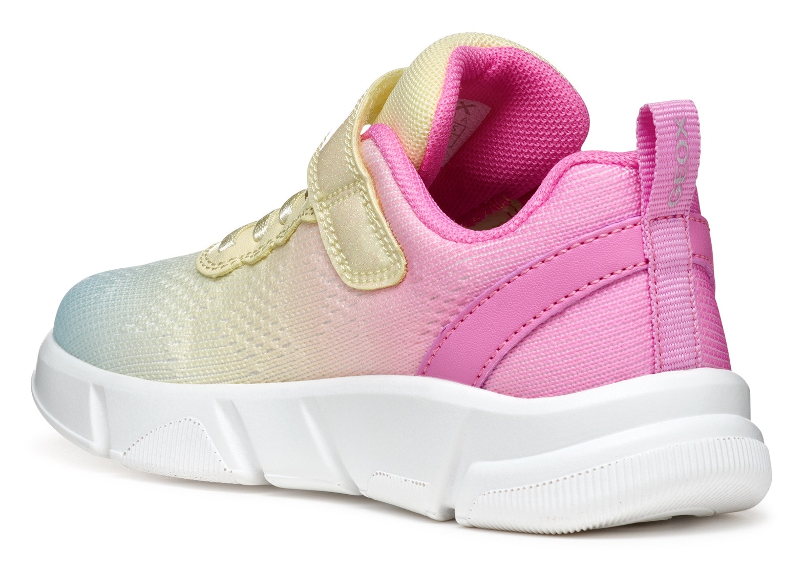 Geox Sneaker »J ARIL GIRL«, Knitwear Sneaker, Klettschuh mit glitzerndem Klettriegel