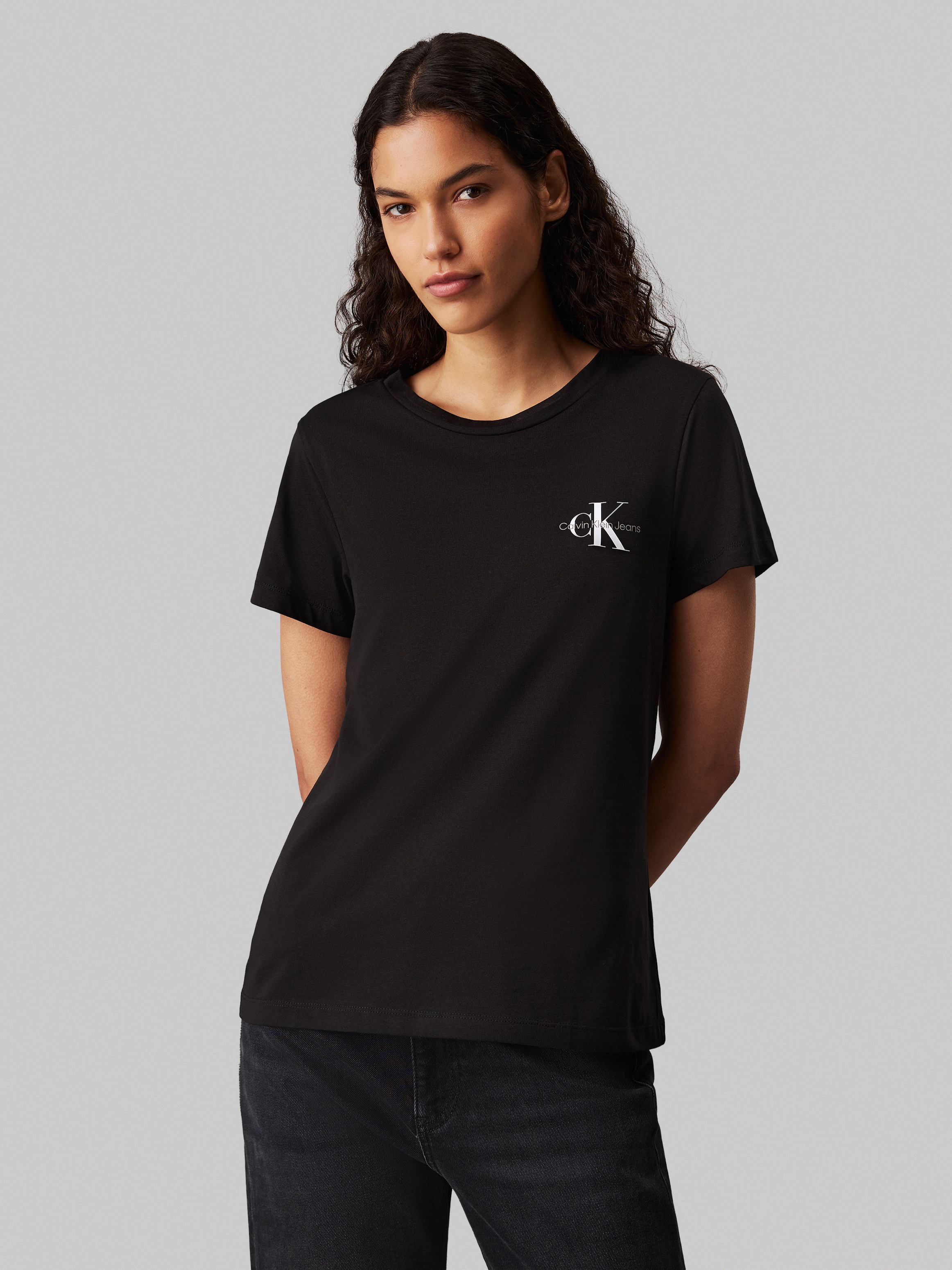 Calvin Klein Jeans Rundhalsshirt »2-PACK MONOLOGO SLIM TEE«, (Packung, 2 tlg., 2er-Pack), mit Calvin Klein Jeans Logoprint auf der Brust