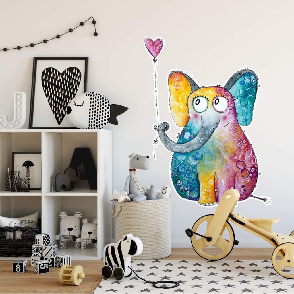 Wall-Art Wandtattoo »Elefant mit Herz Luftballon«, (1 St.)