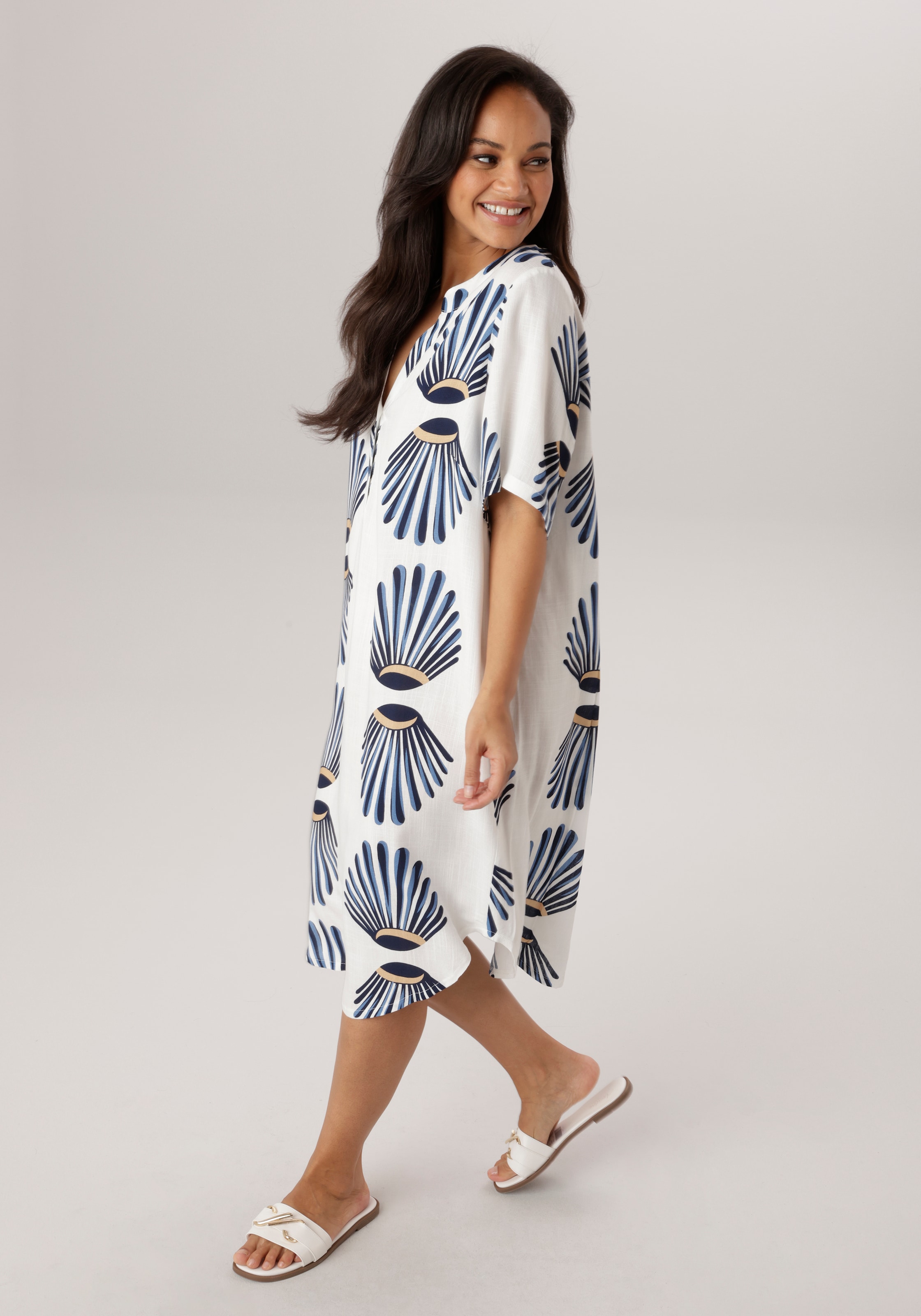 Aniston PLUS Blusenkleid aus weich fallender Viskose in Leinenoptik - NEUE KOLLEKTION