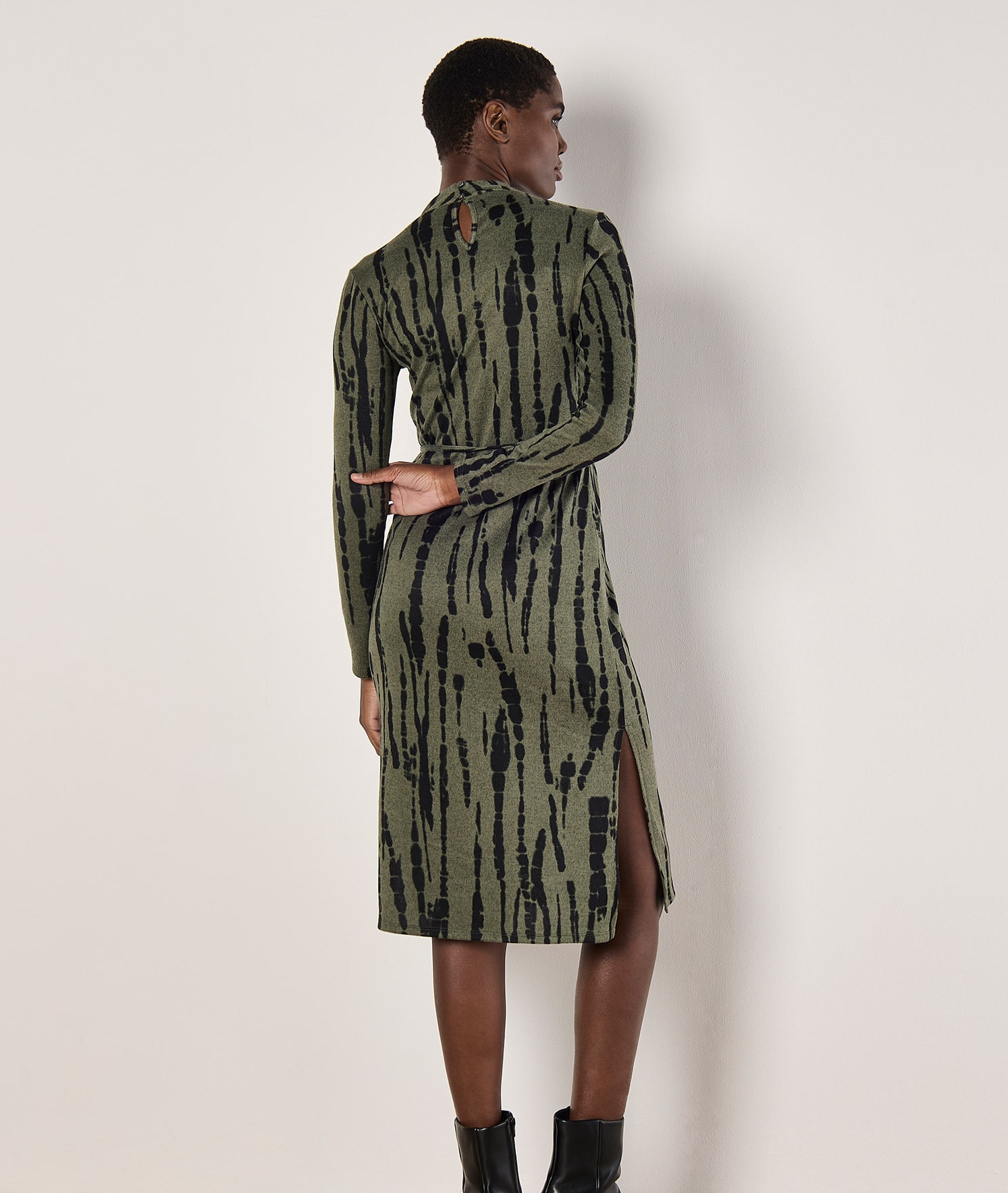 Apricot Druckkleid »Streifenkleid« mit Bindeband, 2 tlg. mit Stehkragen