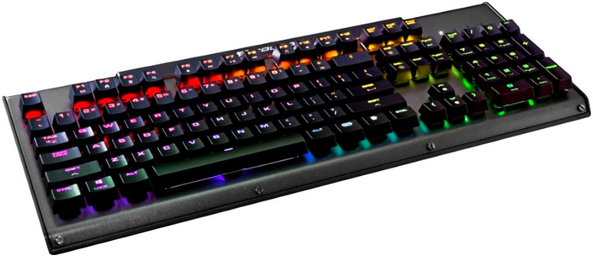 Cougar Gaming-Tastatur »ULTIMUS RGB Mechanisch«, (Easy-Switch-Fn-Tasten-Lautstärkeregler-Makrotasten-Multimedia-Tasten-Profil-Speicher-USB-Anschluss-Windows-Sperrtaste-Ziffernblock), CHERRY RGB MX-Tasten