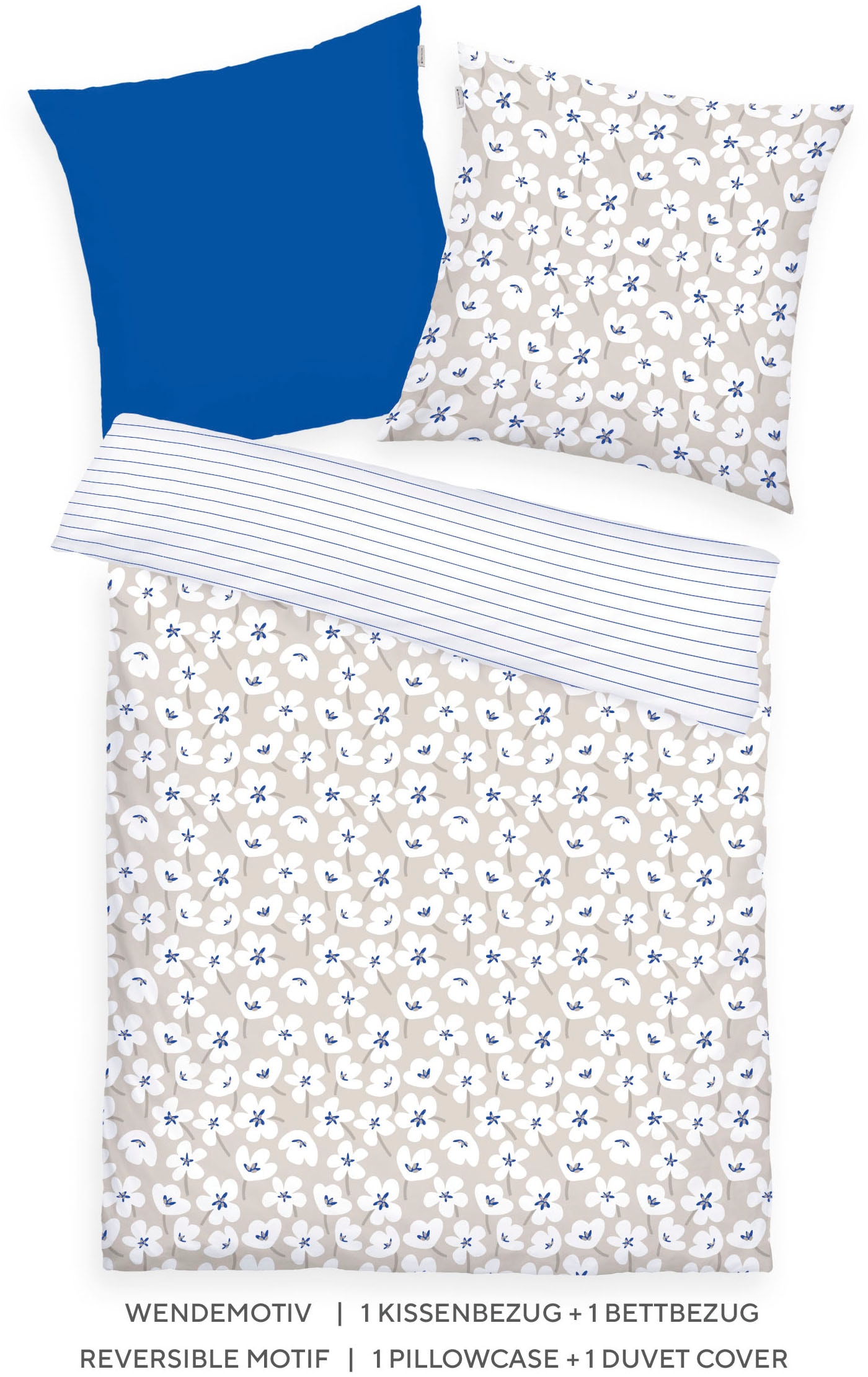 TOM TAILOR HOME »FRESH FLOWERS 135x200cm, 155x220cm oder 200x220cm« 2 Stk. new bedroom, mit farbigem Markenreißverschluss