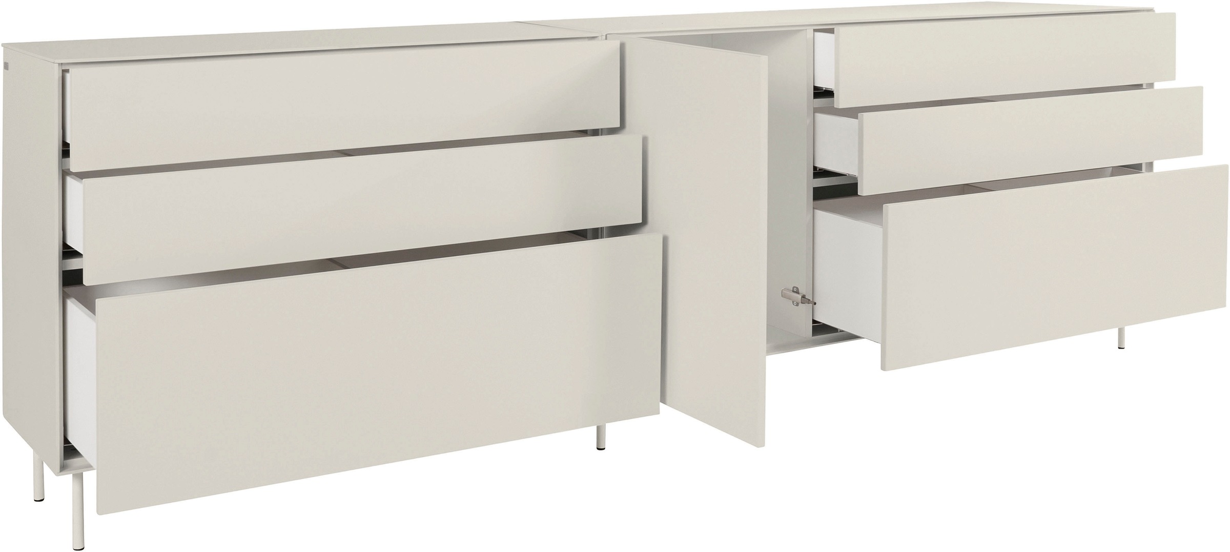 LeGer Home by Lena Gercke Sideboard »Essentials«, (2 St.), Breite: 279cm, MDF lackiert, Push-to-open-Funktion