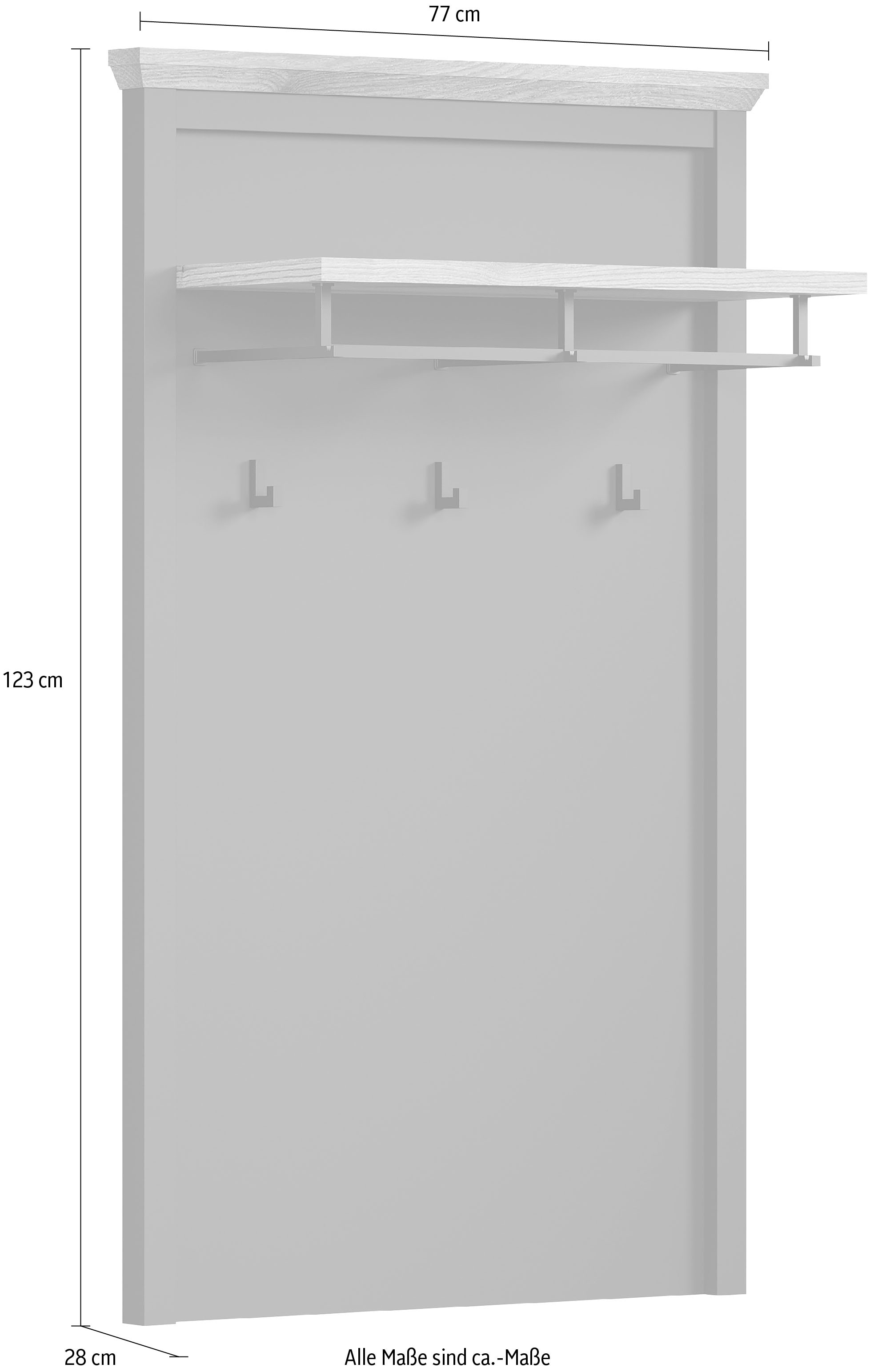 Home affaire Garderobenpaneel »Vienna« 1 Stk. tlg. Wandpaneel mit Ablage & Kleiderstange - (B/T/H) 77/28/123 cm