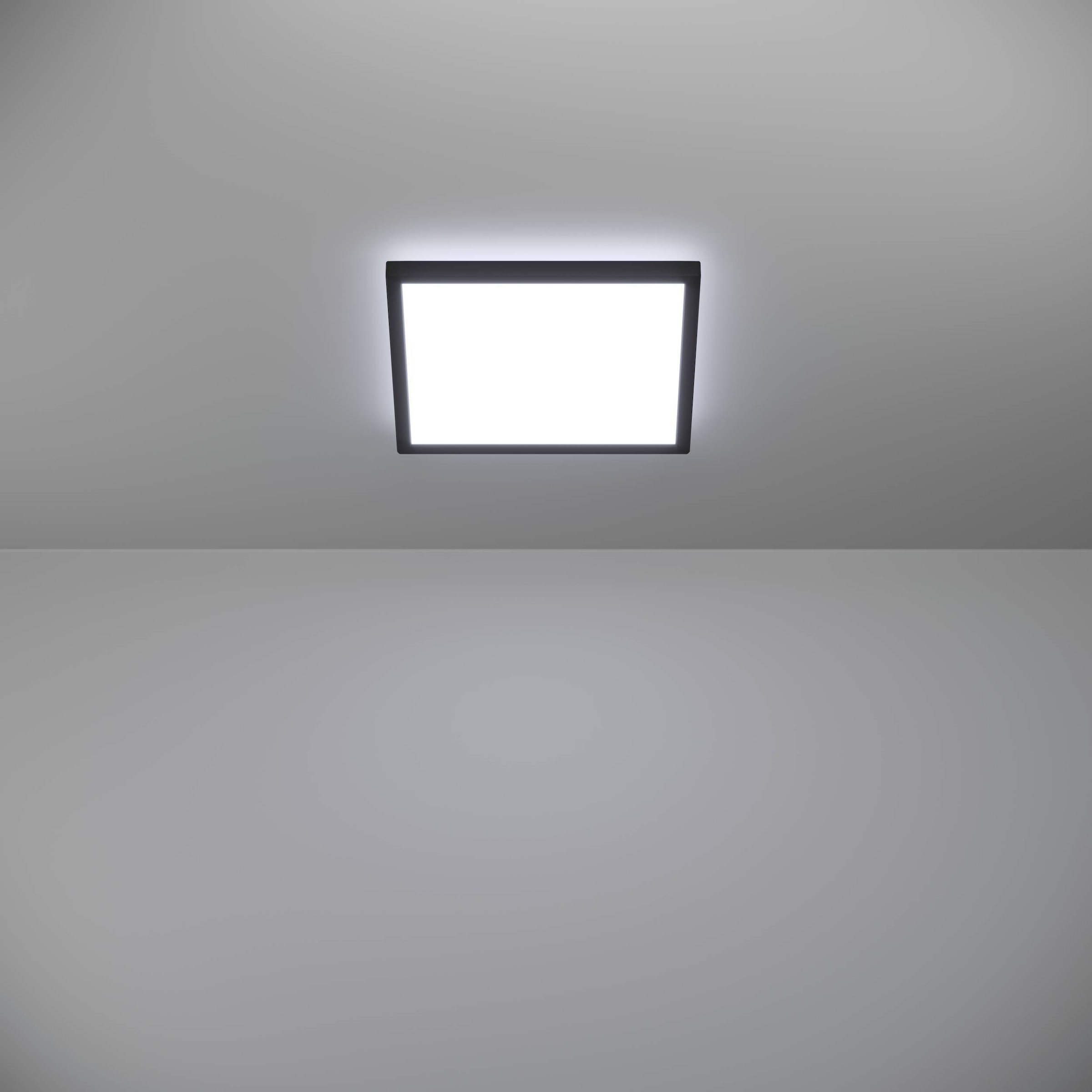 EGLO Deckenleuchte »Rovito Deckenlampe, Deckenbeluchtung, Badlampe Decke, Kunststoff, IP44« LED-Modul 1 Stk. Kaltweiß | Neutralweiß | Warmweiß Wand-/Deckenleuchte - L29 x B29 x H3 cm - schwarz - 13,4W inkl.