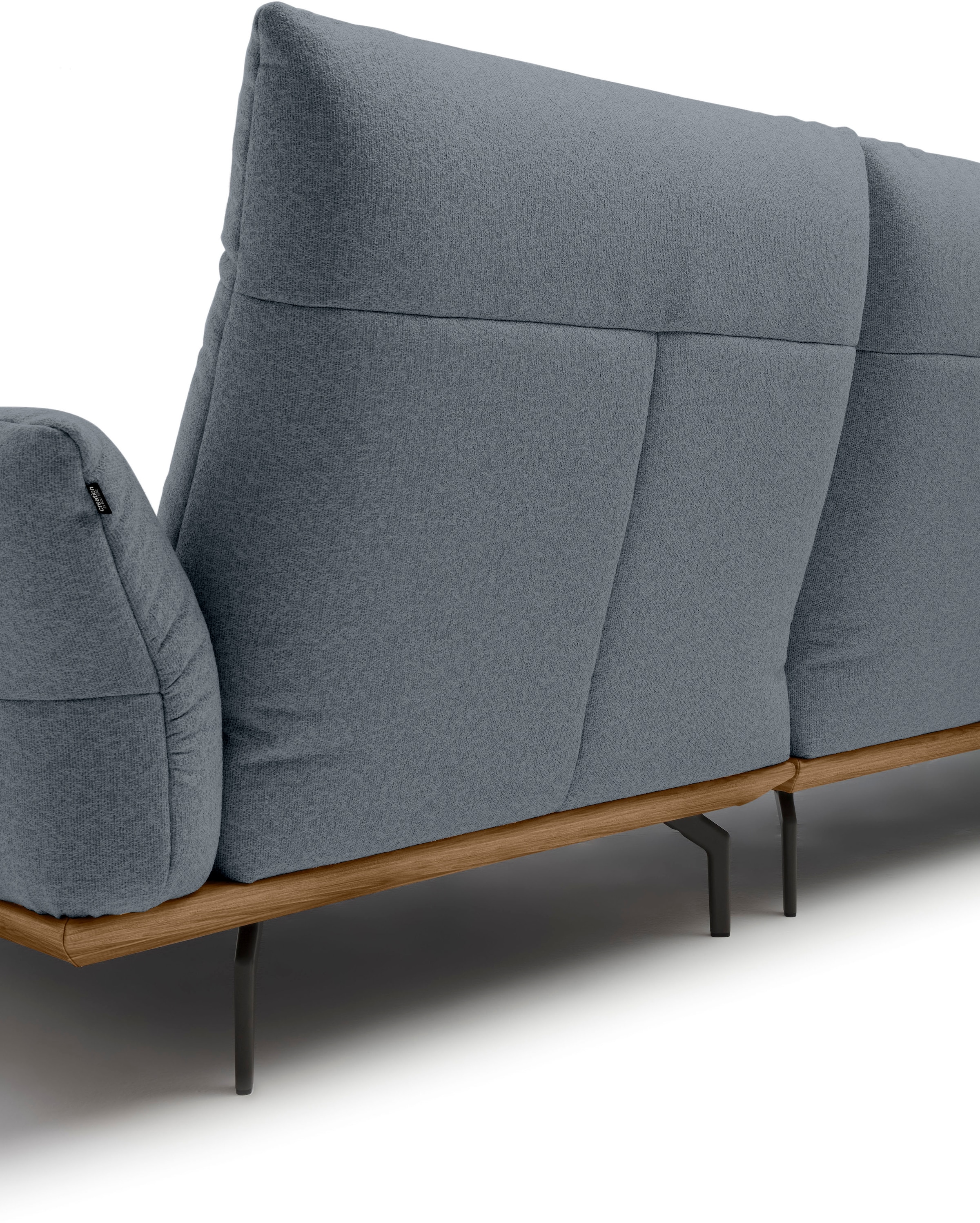 Creation BY ROLF BENZ Ecksofa »CR.460«, Sockel in Nussbaum, Winkelfüße in Umbragrau, Breite 338 cm