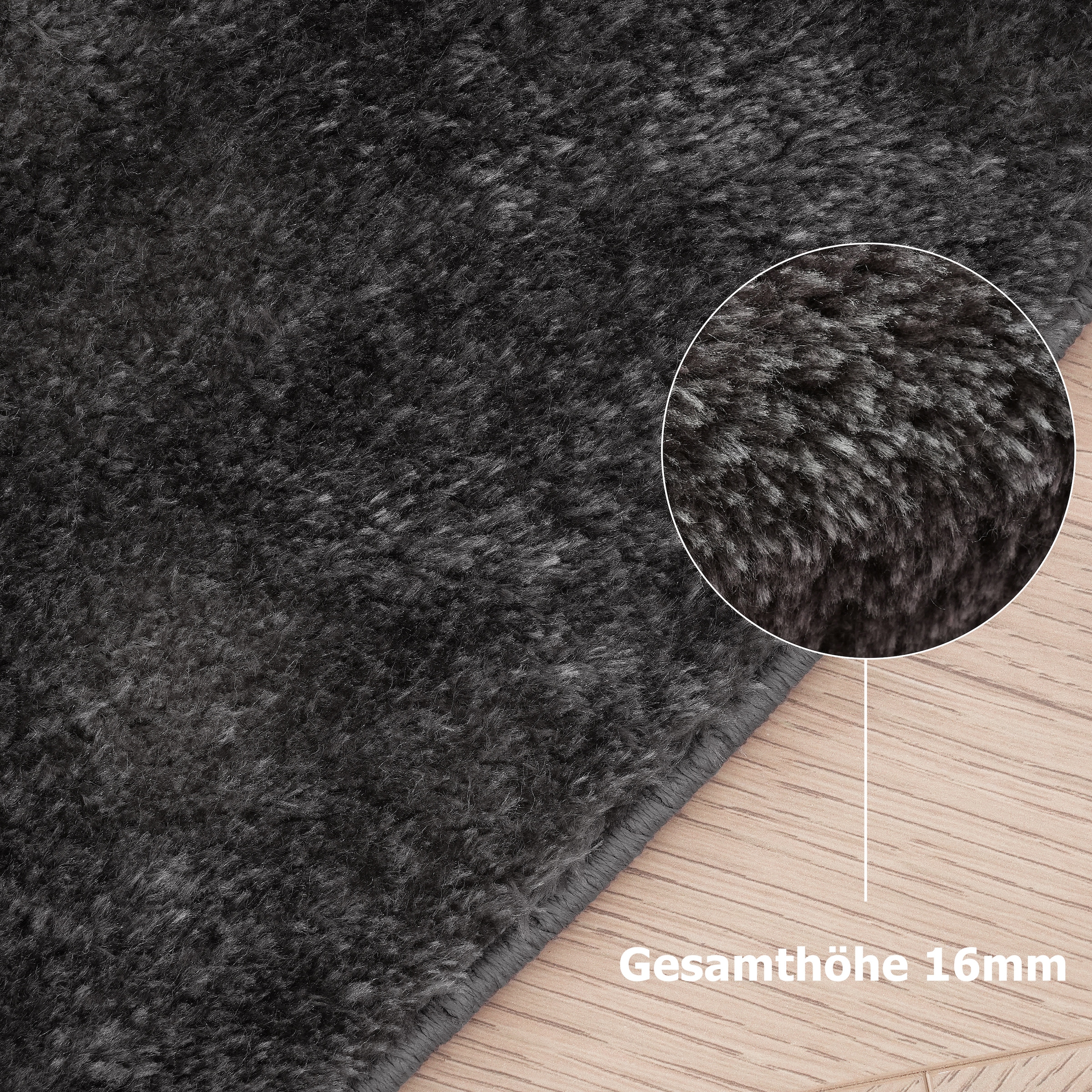 my home Teppich »Cali Bean«, U-förmig, 16 mm Höhe, besondere Form, Uni, weich, waschbar, Wohnzimmer, Schlafzimmer