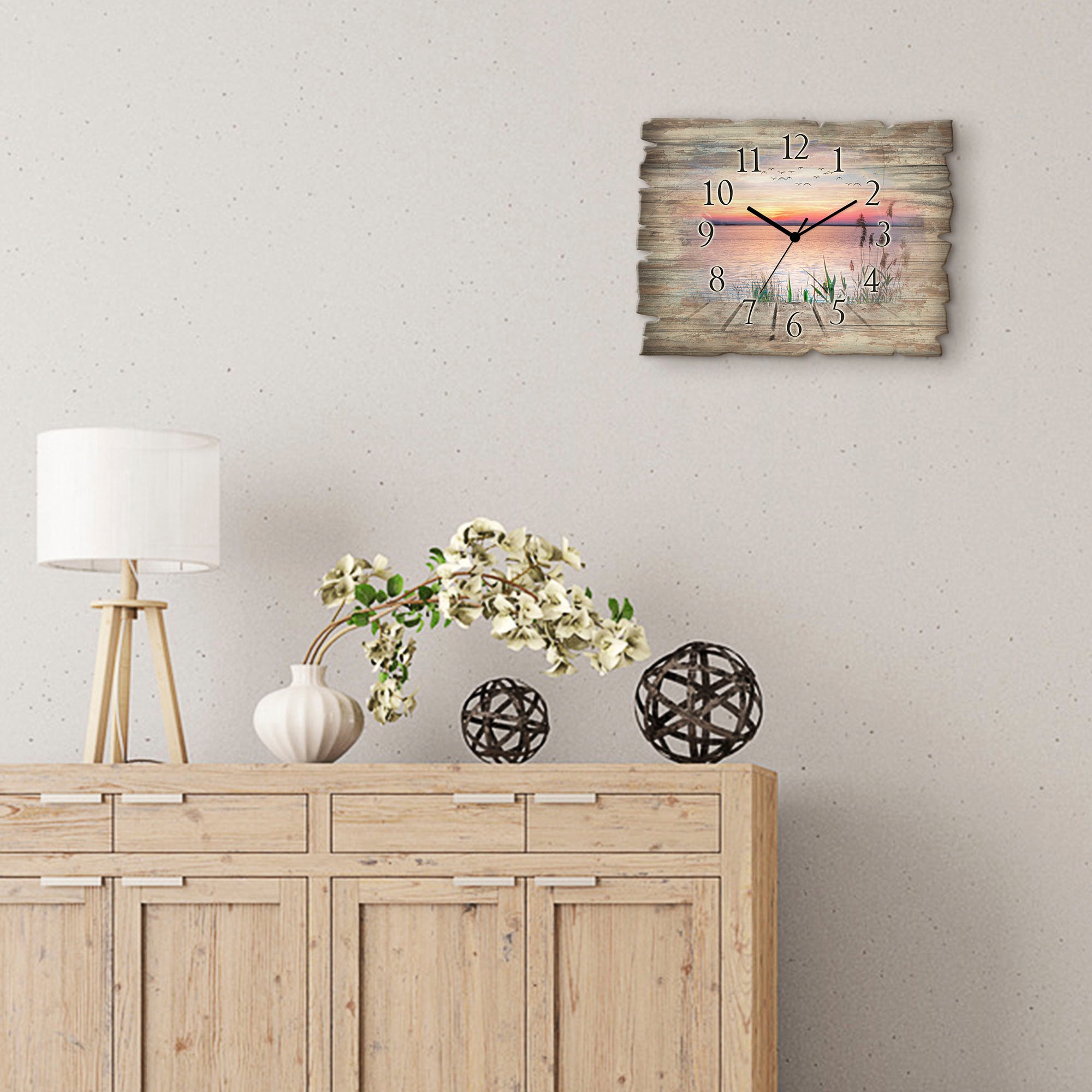 Artland Wanduhr »Der See in den Farben der Wolken« wahlweise mit  Quarz- oder Funkuhrwerk, lautlos ohne Tickgeräusche