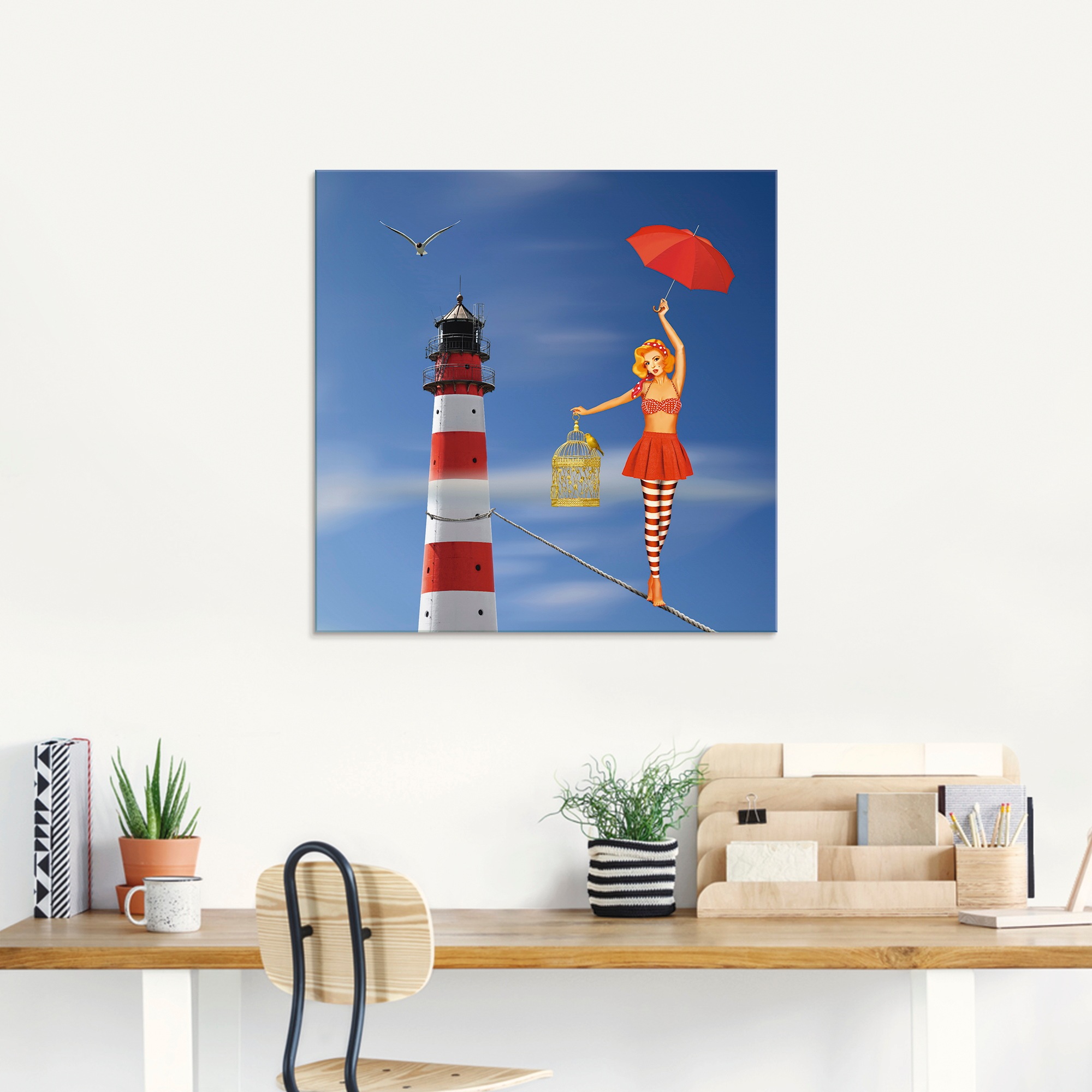 Artland Glasbild »Nur fliegen ist schöner«, Frau, (1 St.), in verschiedenen Größen