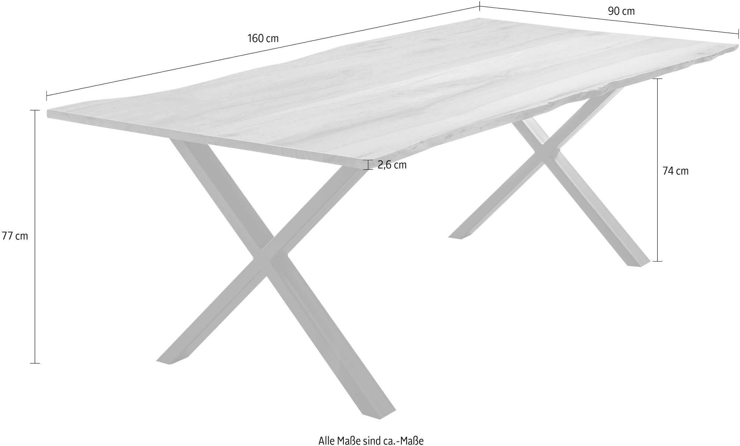 Home affaire Esstisch »Soho« mit echter Baumkante