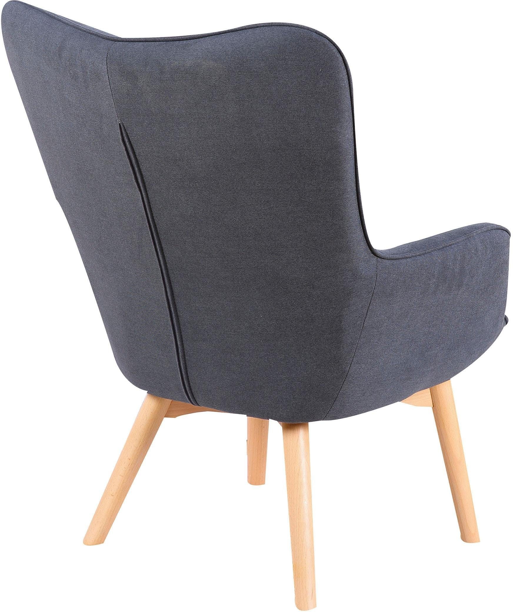 Homexperts Sessel »Aron«, (1 St.), Sessel mit Knopfsteppung, wahlweise mit Hocker