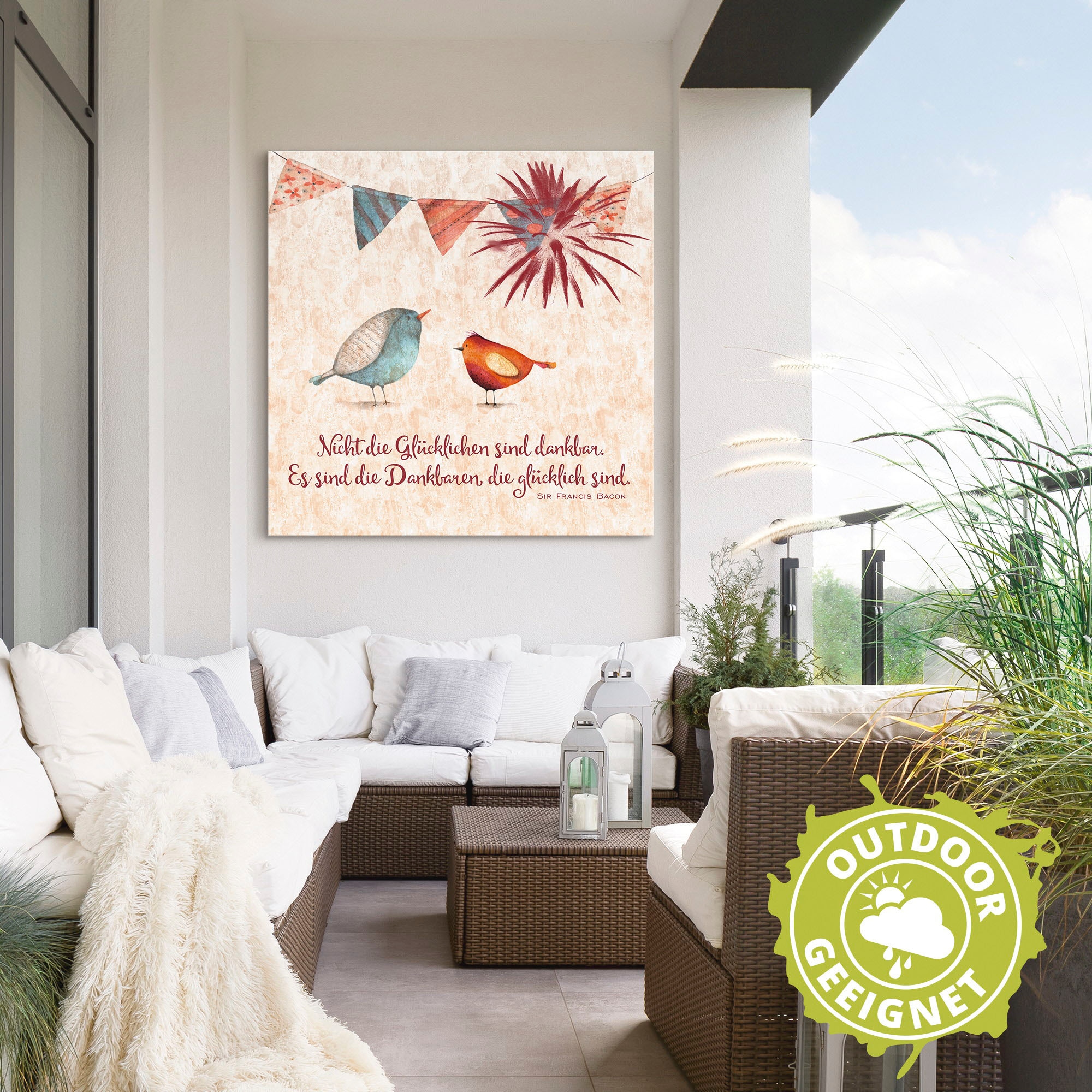 Artland Wandbild »Lebensweisheit Glücklich«, Tiere, (1 St.), als Alubild, Outdoorbild, Leinwandbild, Poster, Wandaufkleber