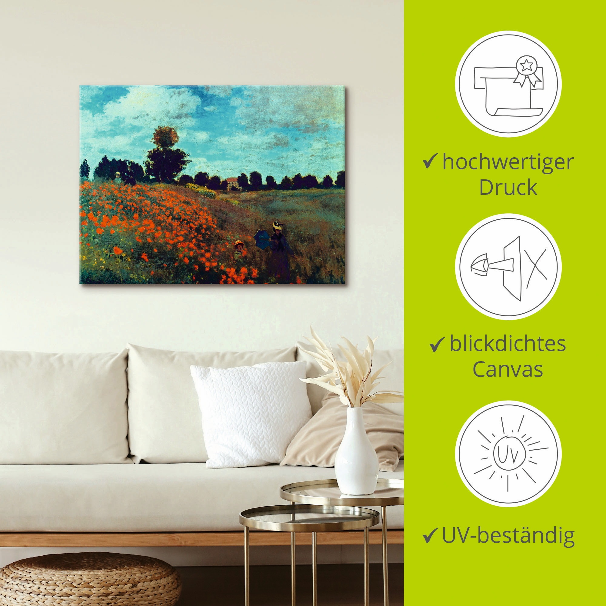 Artland Leinwandbild »Die Mohnblumen, 1873« Blumenwiese 1 Stk. tlg. auf Holzrahmen gespannt