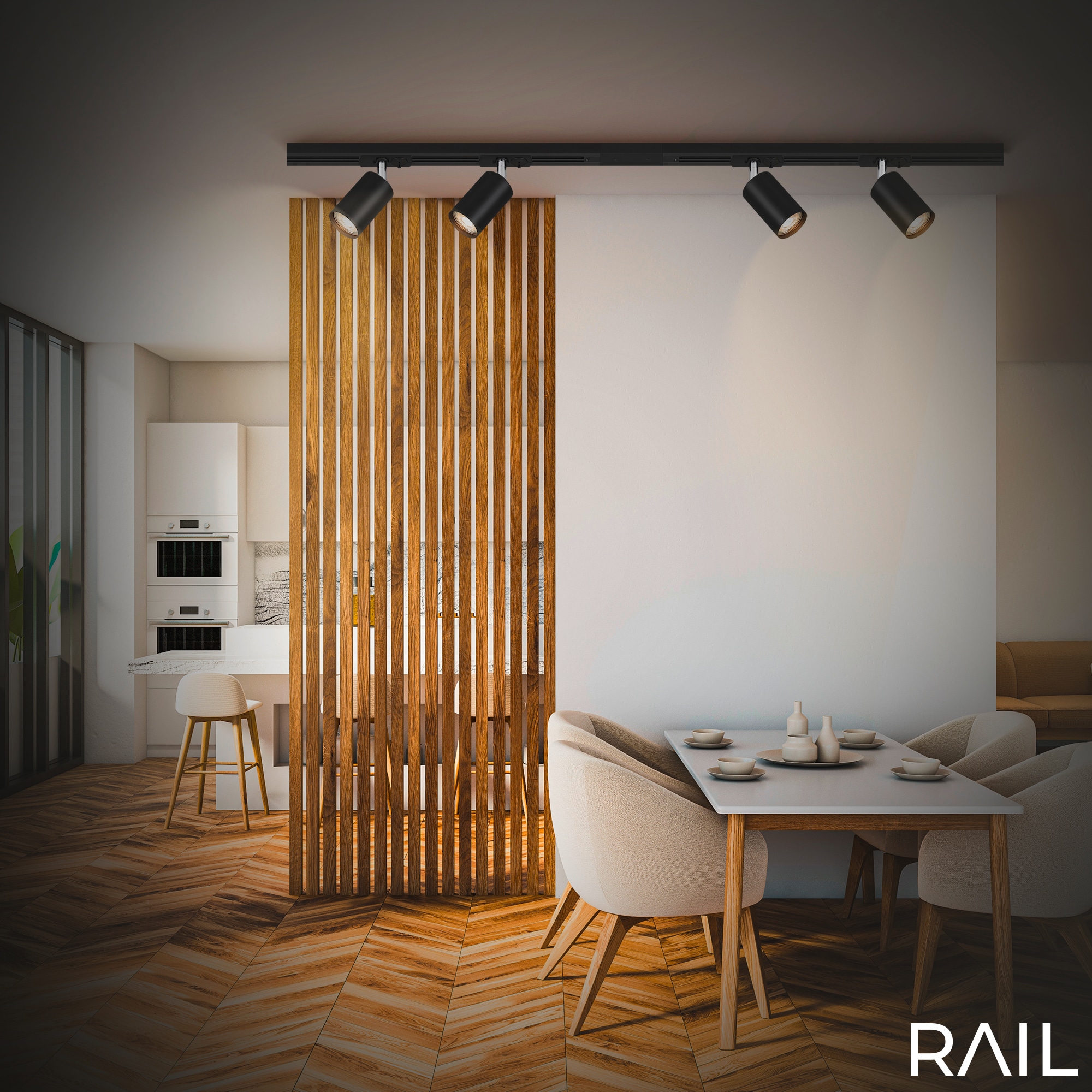 Briloner Leuchten Schienensystem-Sets »RAIL« GU10 9 Stk. Schienensystem Rail 1,5 m Schwarz max. 9W Decke Wohnzimmer Büro Küche