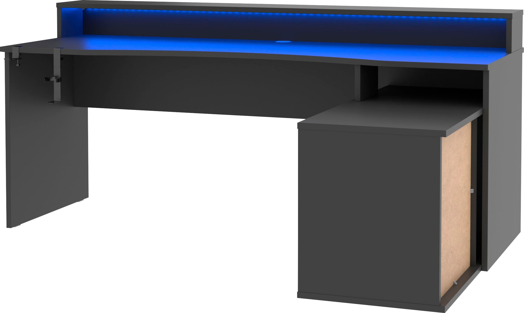 FORTE Gamingtisch »Tezaur«, Eckschreibtisch mit RGB-Beleuchtung, online rechts/links bestellen UNIVERSAL Tower | montierbar