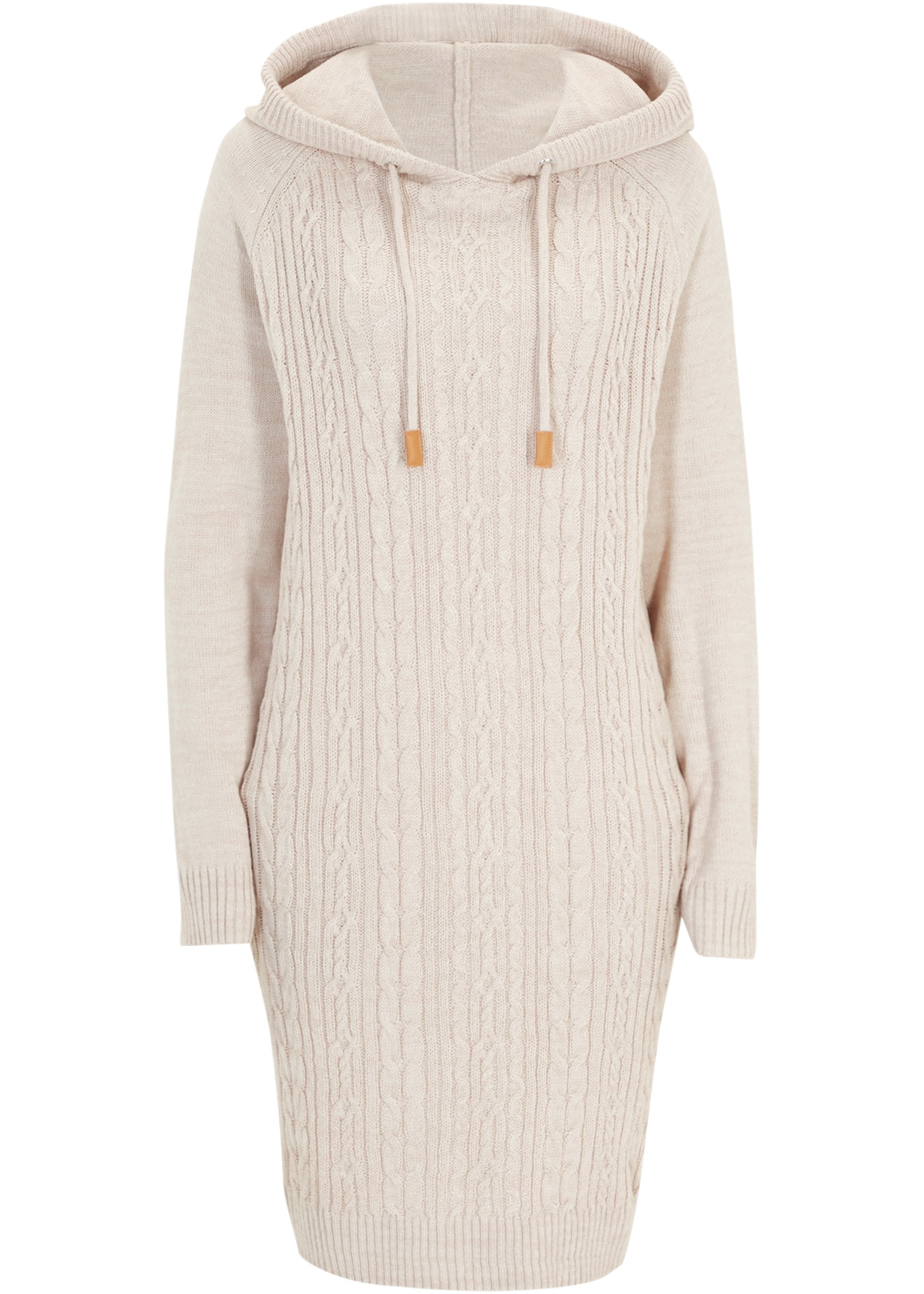 bonprix Strickkleid »Kapuzen-Strickkleid mit Zopfmuster« mit Kapuze, aus Polyacryl, lässig geschnitten, mit Eingrifftaschen