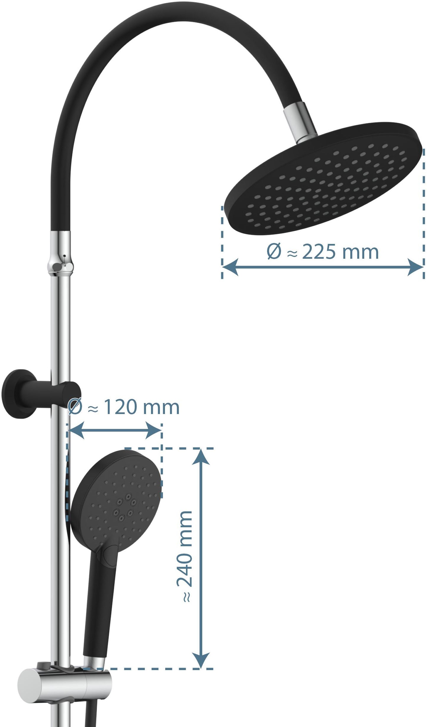 Schütte Duschsystem »MATAO RAIN«, Regendusche ohne Armatur, Handbrause mit 3 Funktionen