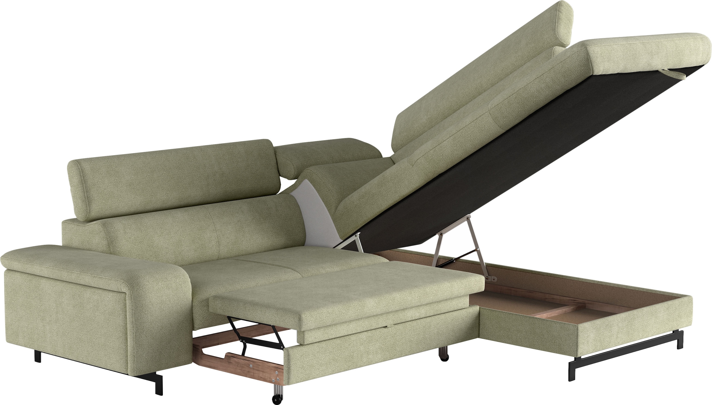 COTTA Ecksofa »Emma L-Form«, mit Kopfteilverstellung, wahlweise mit Bettfunktion & Bettkasten
