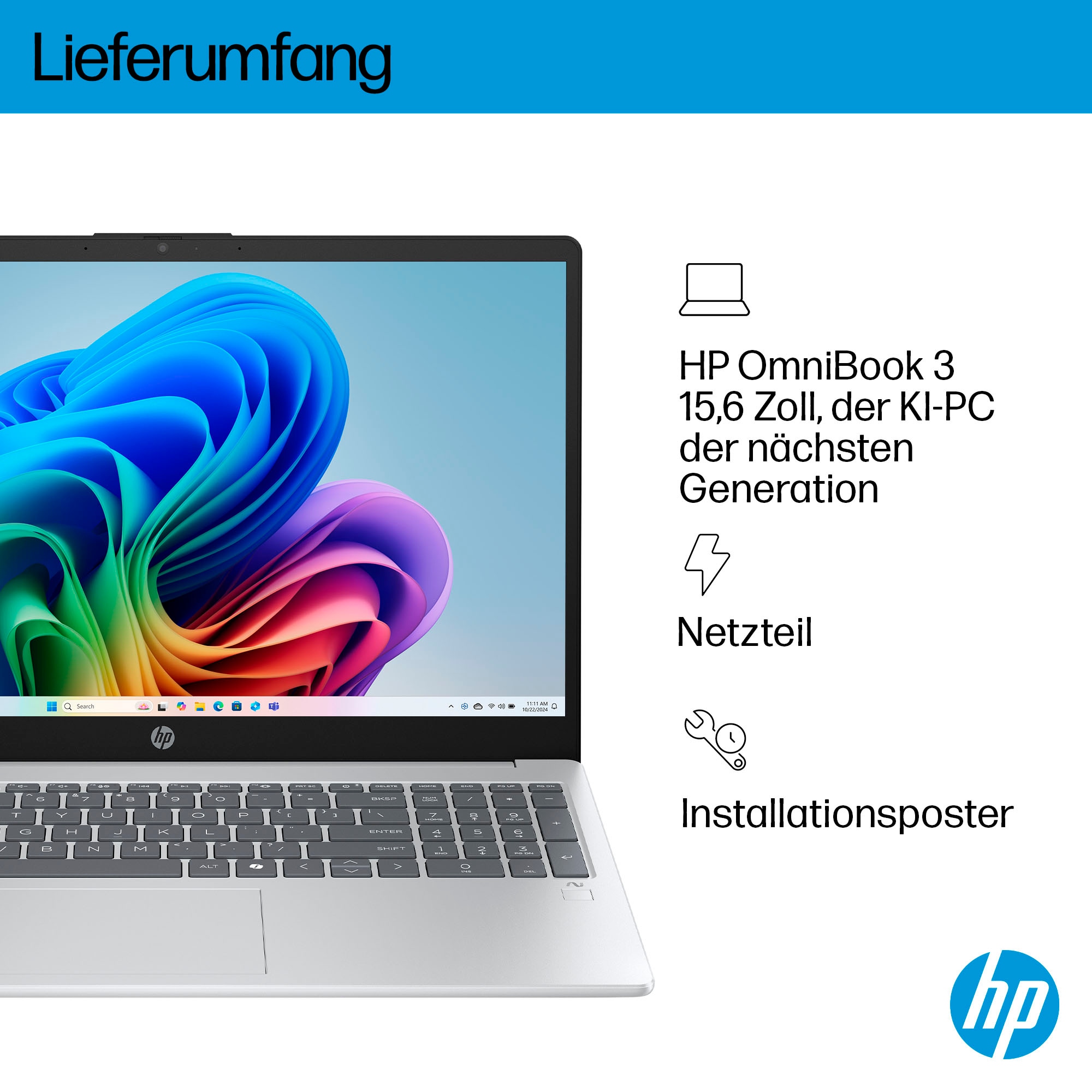 HP Notebook »OmniBook 3 NG AI« 39,62 cm / 15,6 AMD Ryzen™ AI 5 Radeon 820M 512 GB SSD