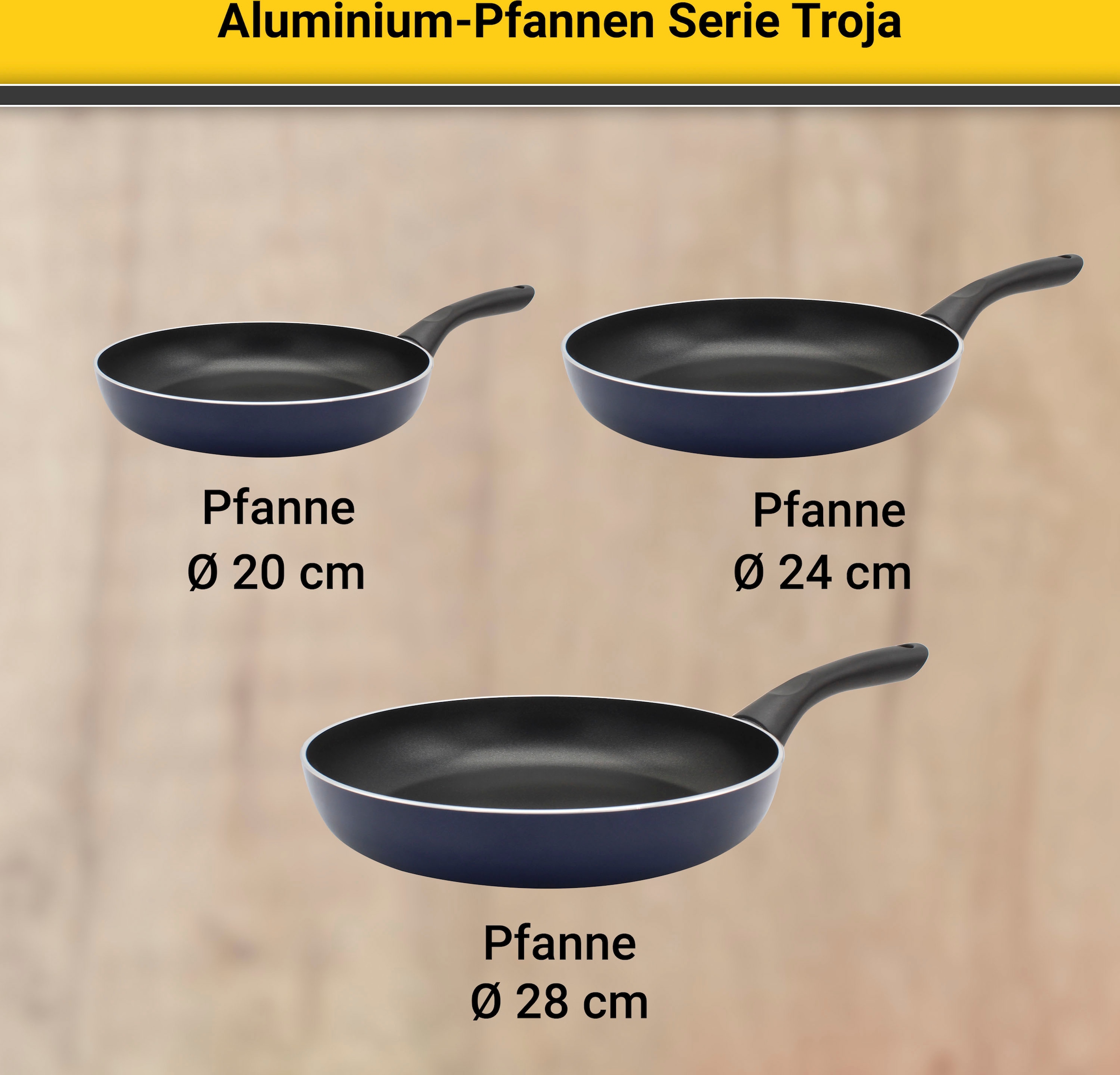 Krüger Bratpfanne »Aluminium Pfanne Troja«, Aluminium, (1 tlg.), für Induktions-Kochfelder geeignet