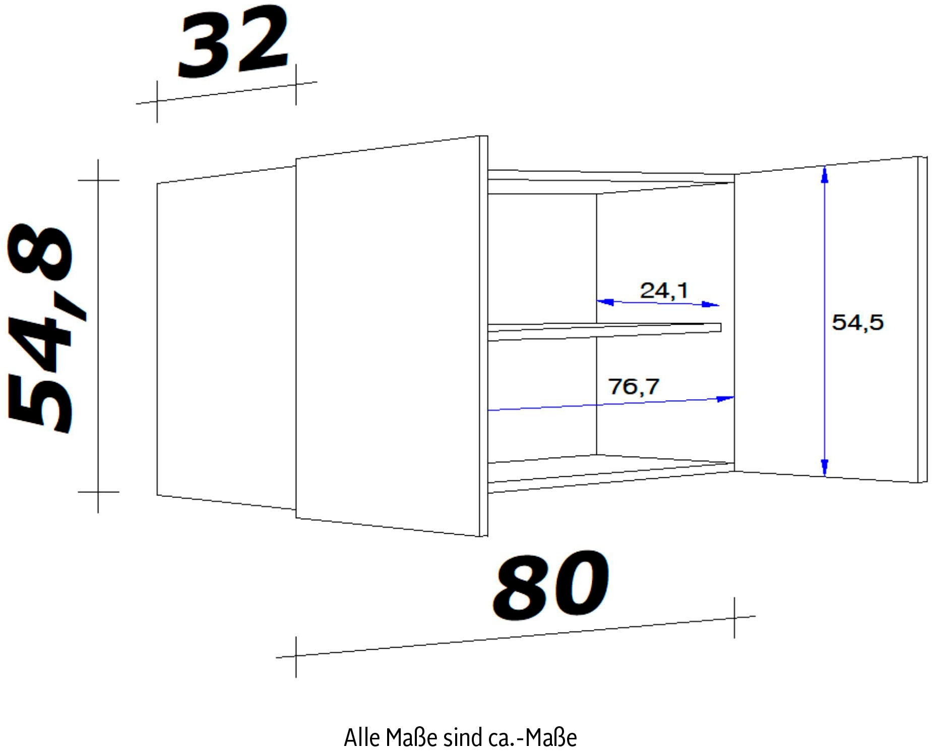 Flex-Well Hängeschrank 54,8 x (B Raten x kaufen cm auf »Florenz«, 80 T) H 32 x x