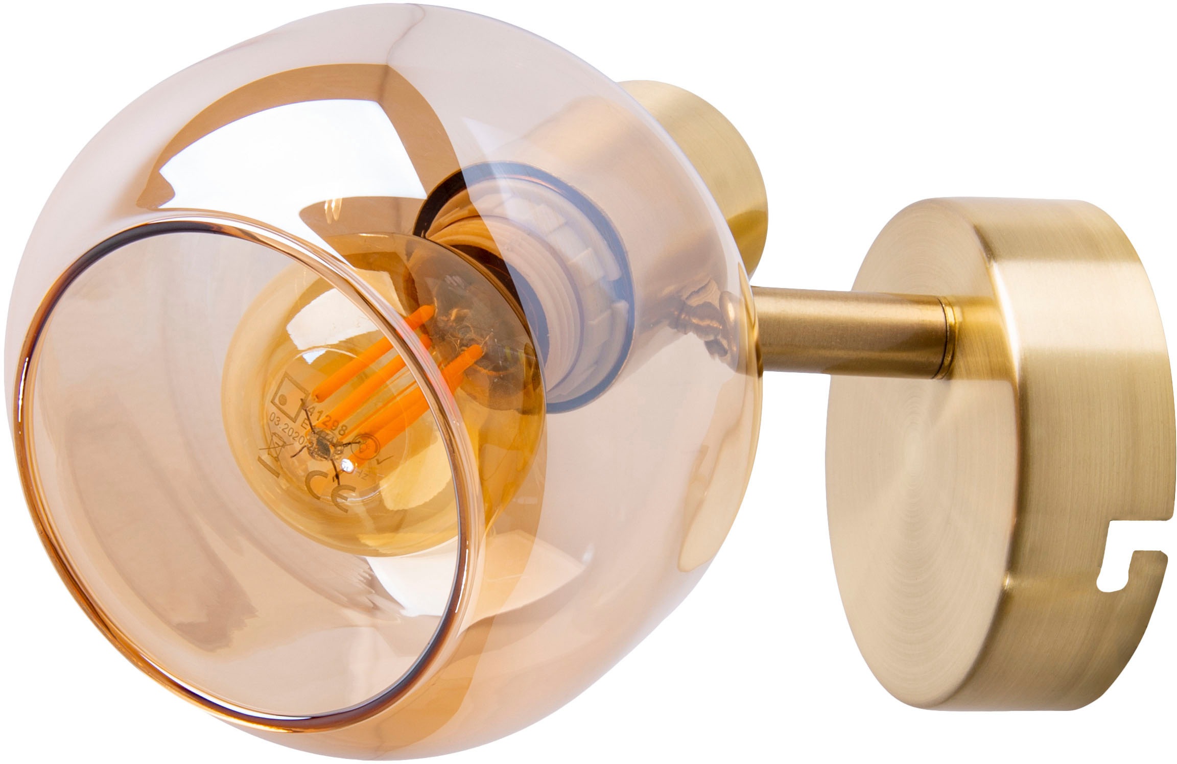 näve Wandstrahler »Libby«, 1 flammig-flammig, 1flg. flexibel verstellbar Glasschirm in amber getönt excl. 1xE14