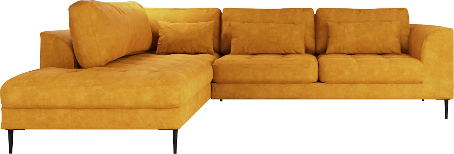 TRENDMANUFAKTUR Ecksofa »Luzi, wahlweise mit Schlaffunktion und Bettkasten, gemütlich, L-Form« Designsofa mit Ottomane, Metallfüße schwarz, Breite 264 cm