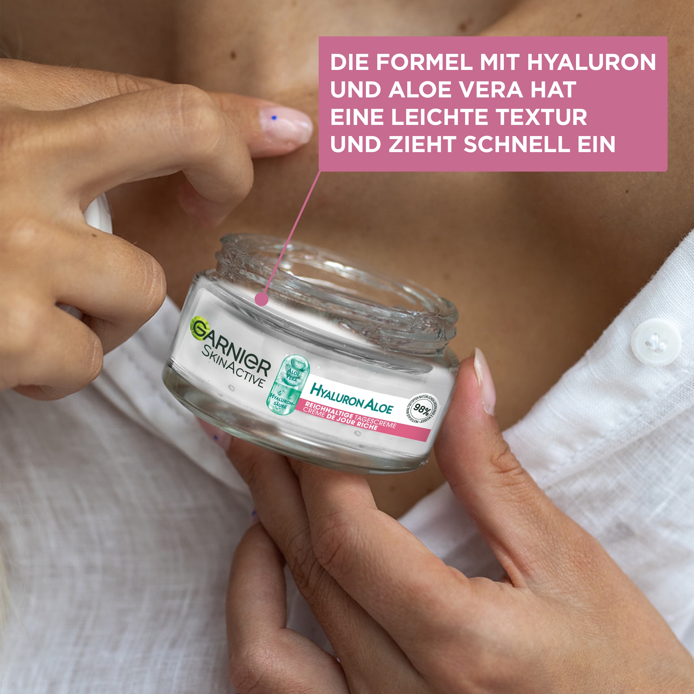 GARNIER Gesichtsgel »Garnier Hyaluron Aloe Reichhaltige Tagescreme«, mit hoher Wirksamkeit