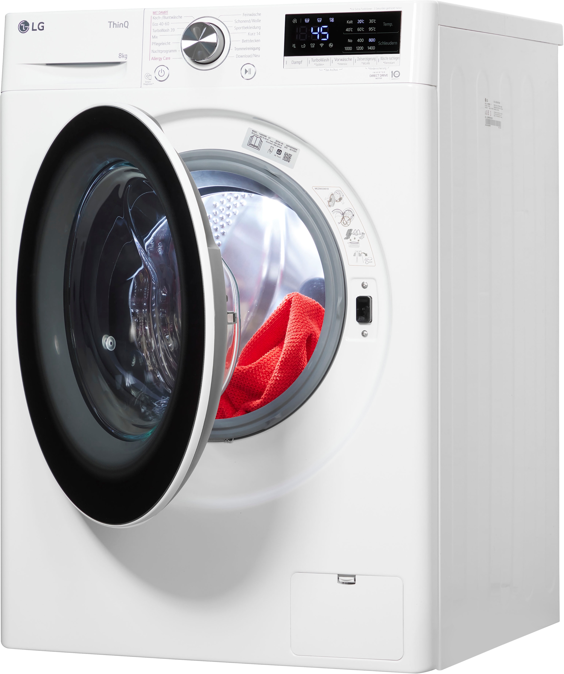 LG Waschmaschine »F4WV5080«, F4WV5080, 8 Jahren XXL Steam-Funktion, mit 4 1400 U/min, 3 inklusive Garantie Garantie Jahre kg