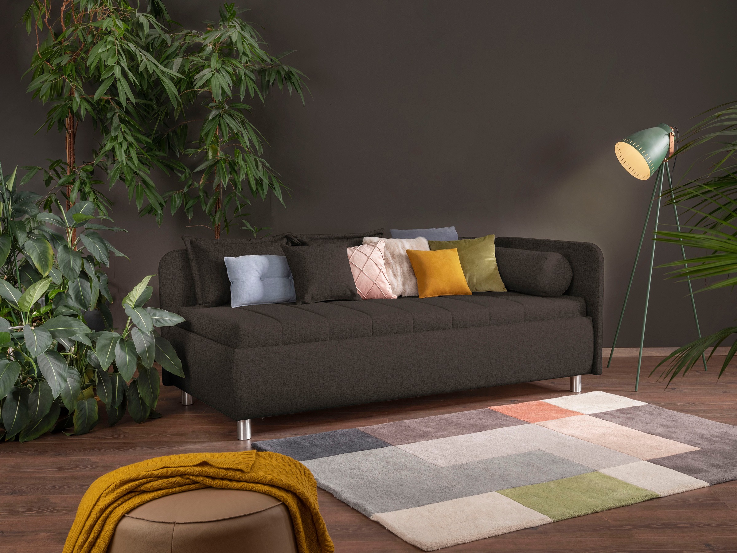alina Schlafsofa »Kiana«, mit Bettkasten und Zierkissen, Liegefläche 90/200 cm oder 100/200 cm