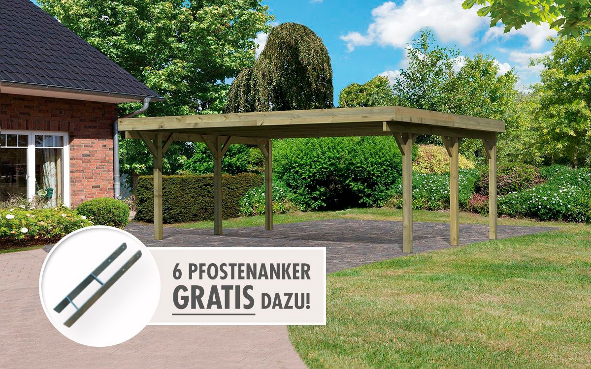 Karibu Doppelcarport »Classic 1«, Holz, 540 cm, braun kaufen