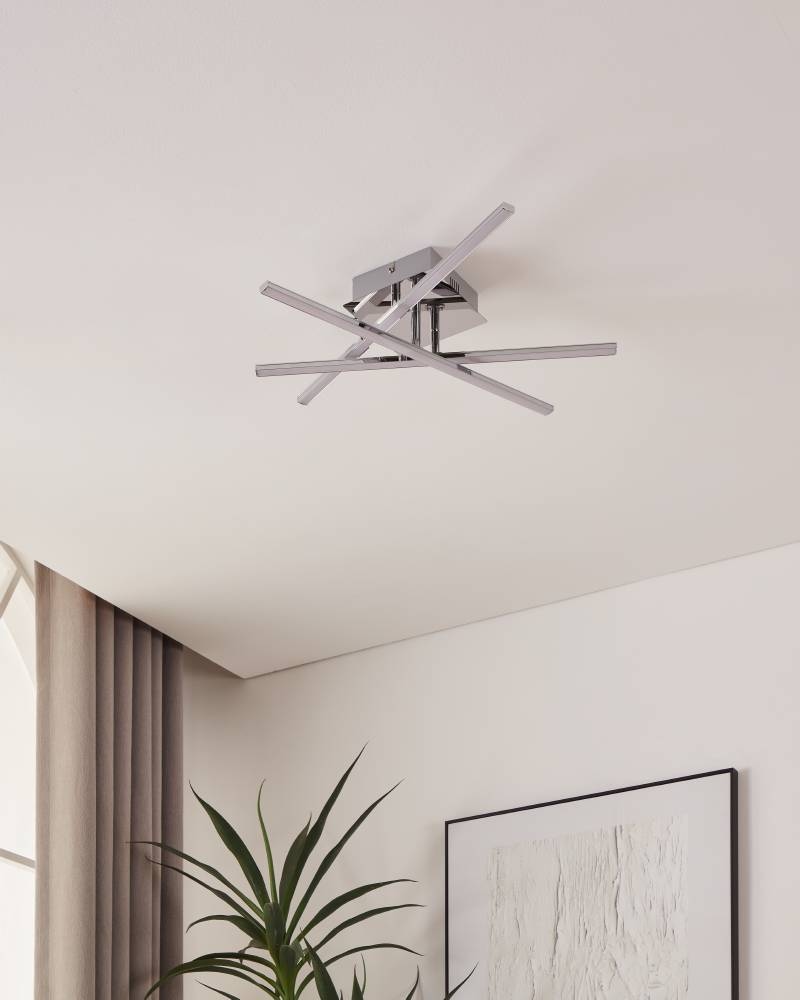 EGLO Deckenleuchte »LASANA 1 Deckenlampe, chrom, weiß, schlanke Bauform, Wohnzimmerlampe«, 1 flammig, Leuchtmittel LED-Board | LED fest integriert, Esszimmer, Küche, Schlafzimmer, modern, minimalistisch, 50x16x9,5cm