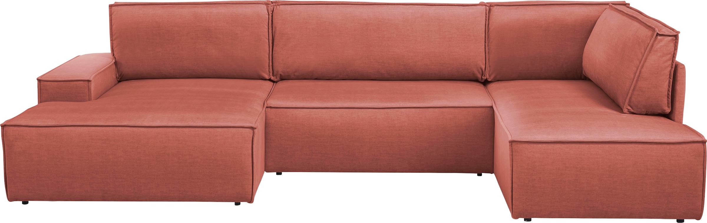 Home affaire Wohnlandschaft »SHERWOOD XXL 329 cm, U-Form, Schlafsofa,«, Schlaffunktion m. Bettkasten (194x139 cm), Cord, Vintage, Samtvelours