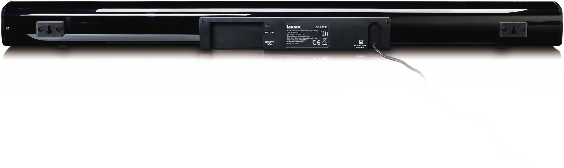 Lenco Soundbar »SB-080 Soundbar 80W RMS mit eingebautem Subwoofer«, USB, Bluetooth, HDMI (ARC), Digital Optical, AUX