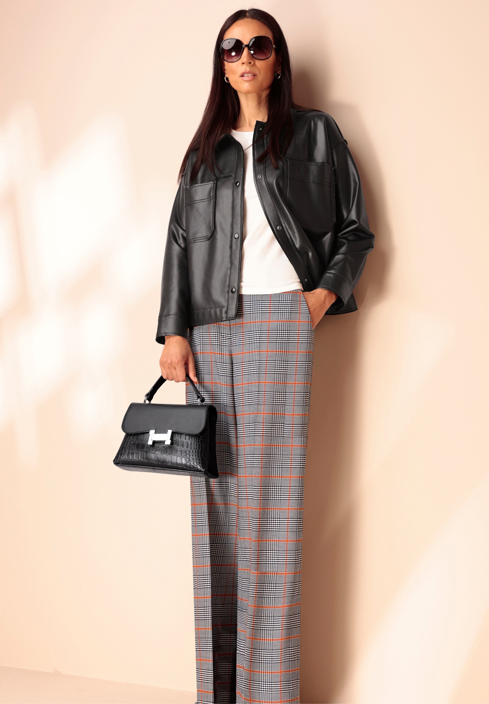 heine Blusenblazer »Blusenjacke Blusenjacke aus Leder-Imitat«