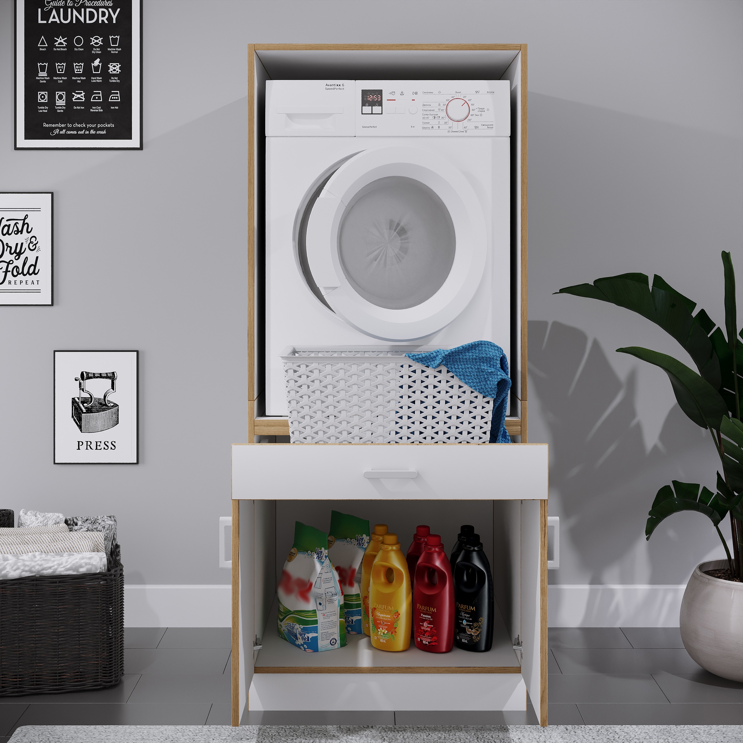 VCM Waschmaschinenumbauschrank »Überbauschrank Waschmaschine Überbau Rislo CL XL« 1 Stk. tlg.