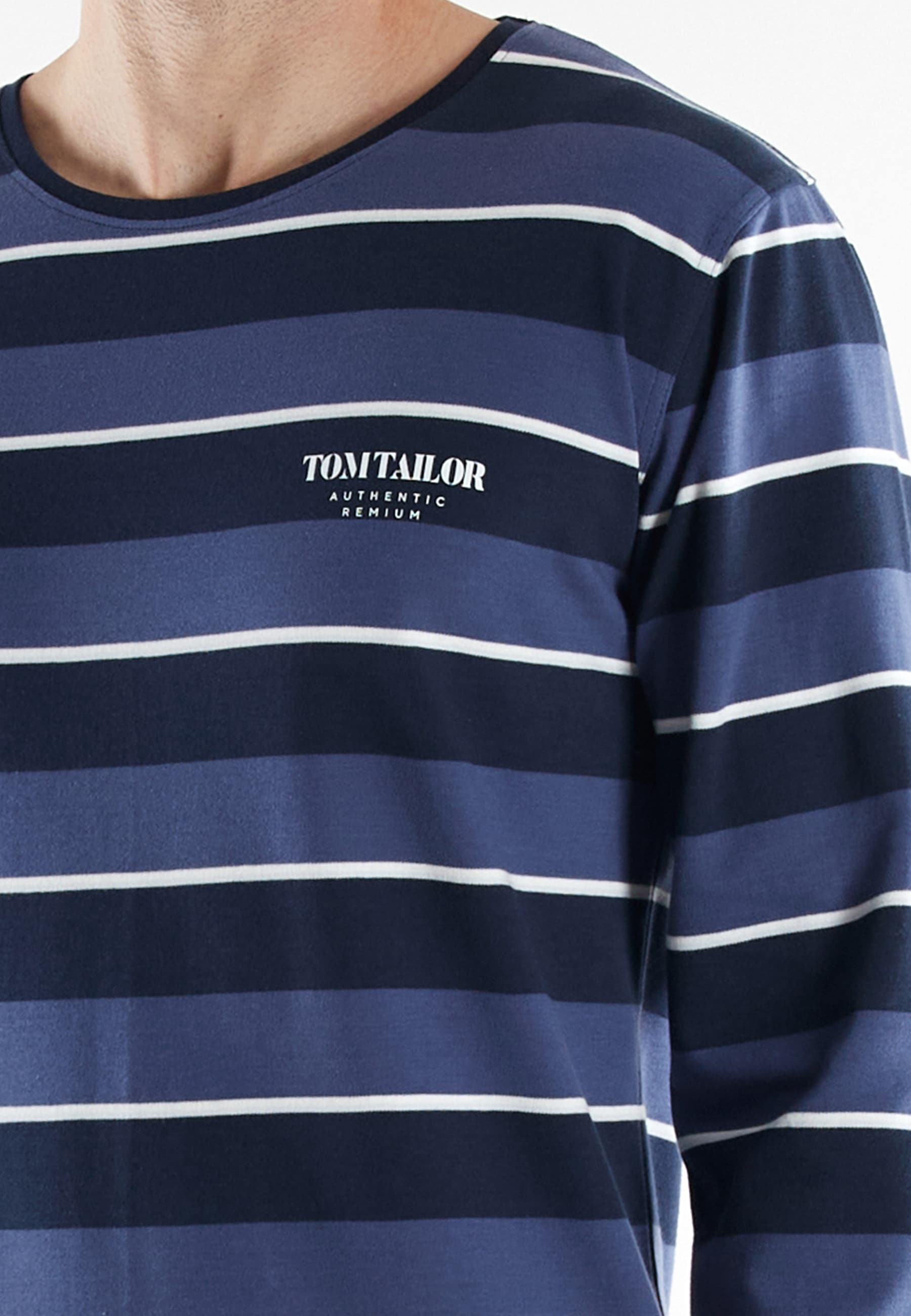 TOM TAILOR Schlafanzug »Rhodos« 2 tlg. Langarm, Rundhalsausschnitt, gestreift, basic, Baumwolle