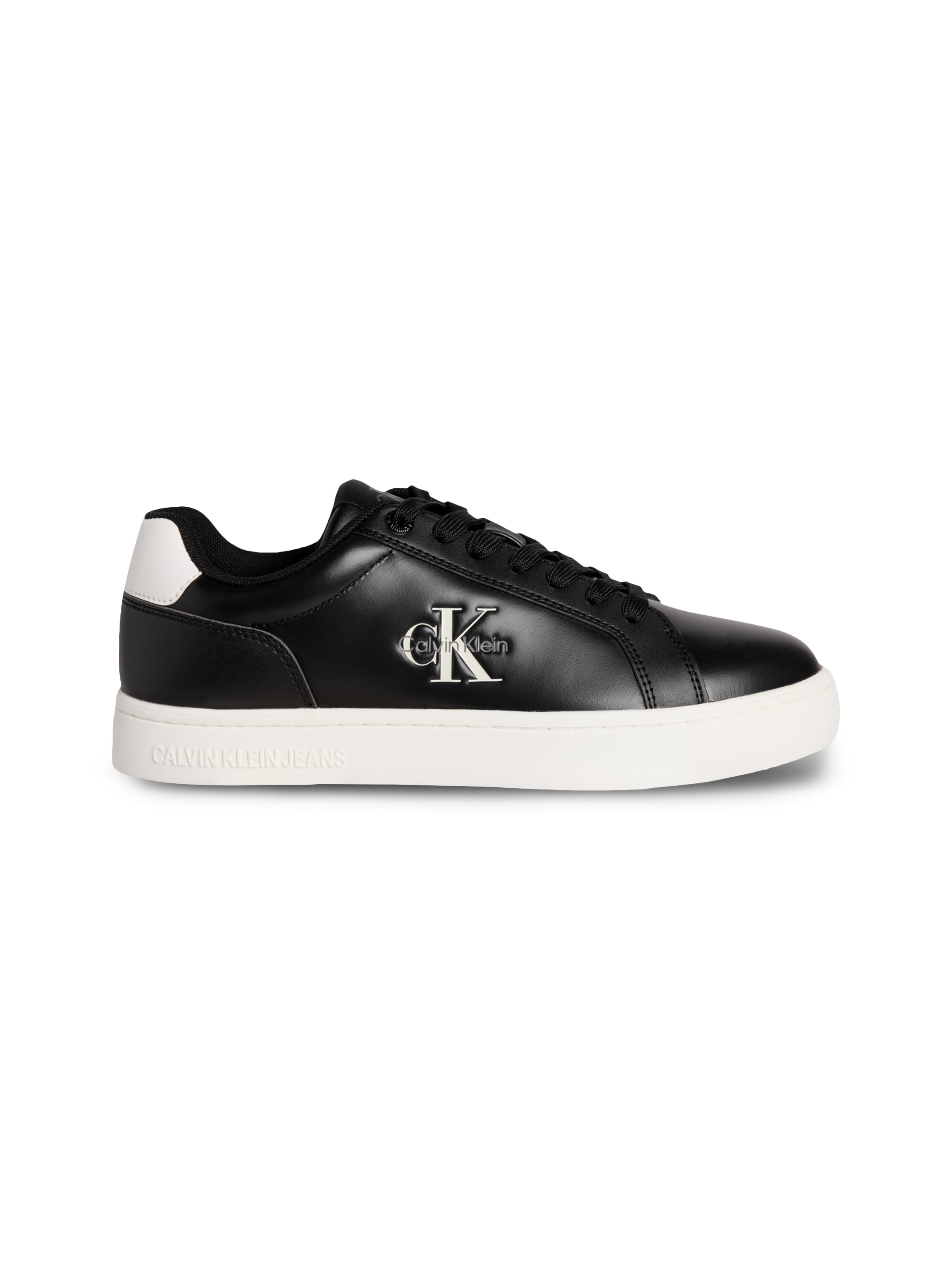 Calvin Klein Jeans Plateausneaker »CLASSIC CUPSOLE MONO LTH WN«, Schnürschuh, Halbschuh, Freizeitschuh mit seitlichem Logo
