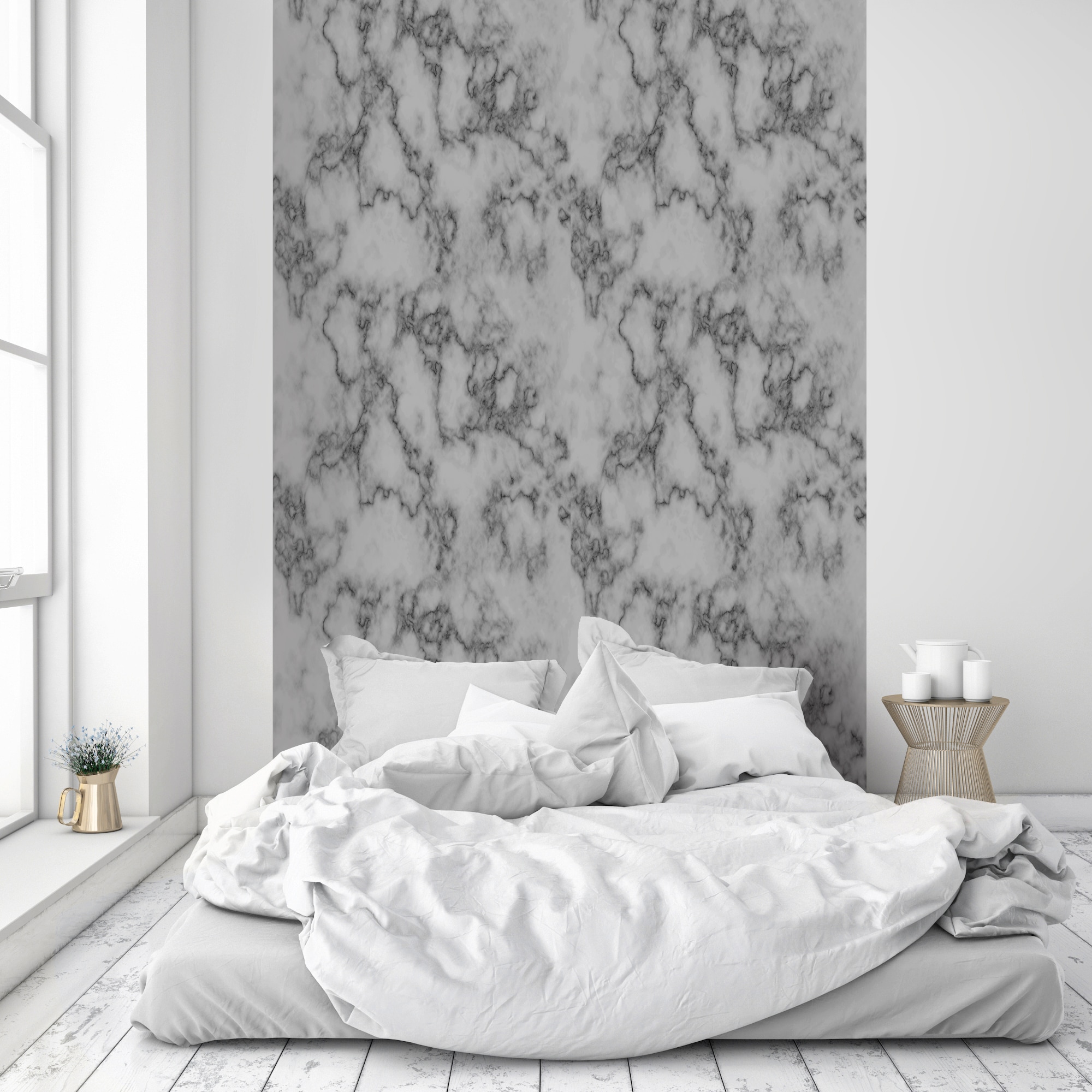 queence Vinyltapete »Marmor-Grau« Abriebeffekte | Steinoptik | bedruckt | clean | minimalistisch | unifarben glatt 90x250cm, selbstklebend, kinderleichte Anbringung, , Sticker