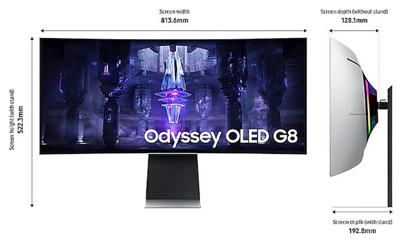 Samsung Curved-Gaming-OLED-Monitor »Odyssey OLED G8SB S34BG850SU«, 86 cm/34 Zoll, 3440 x 1440 px, 4K Ultra HD, 0,1 ms Reaktionszeit, 175 Hz, 0.03ms GTG
