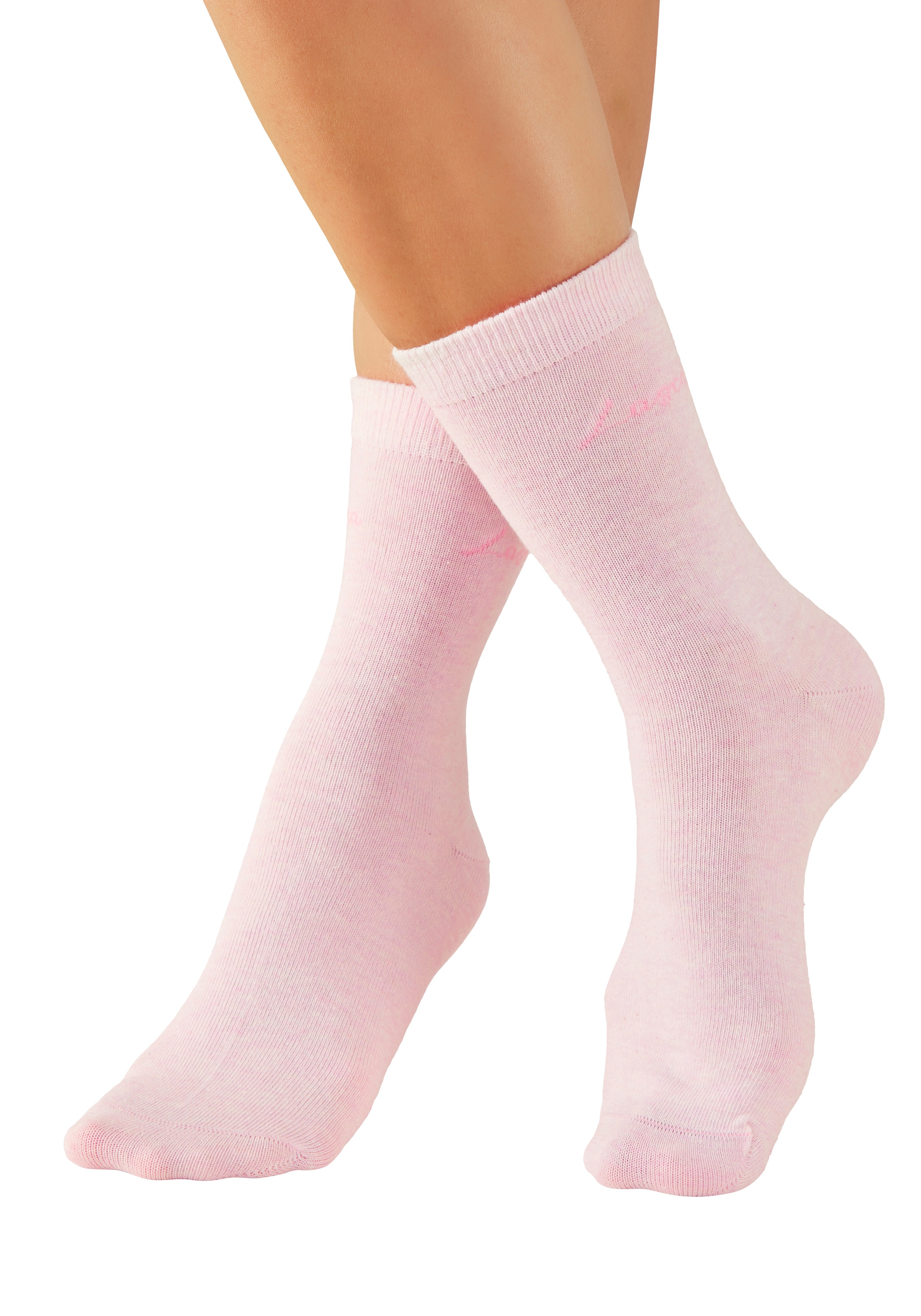 LASCANA Basicsocken »für Damen mit eingestricktem Markenlogo« Box, 7 Stk. tlg. in ansprechender Geschenkbox