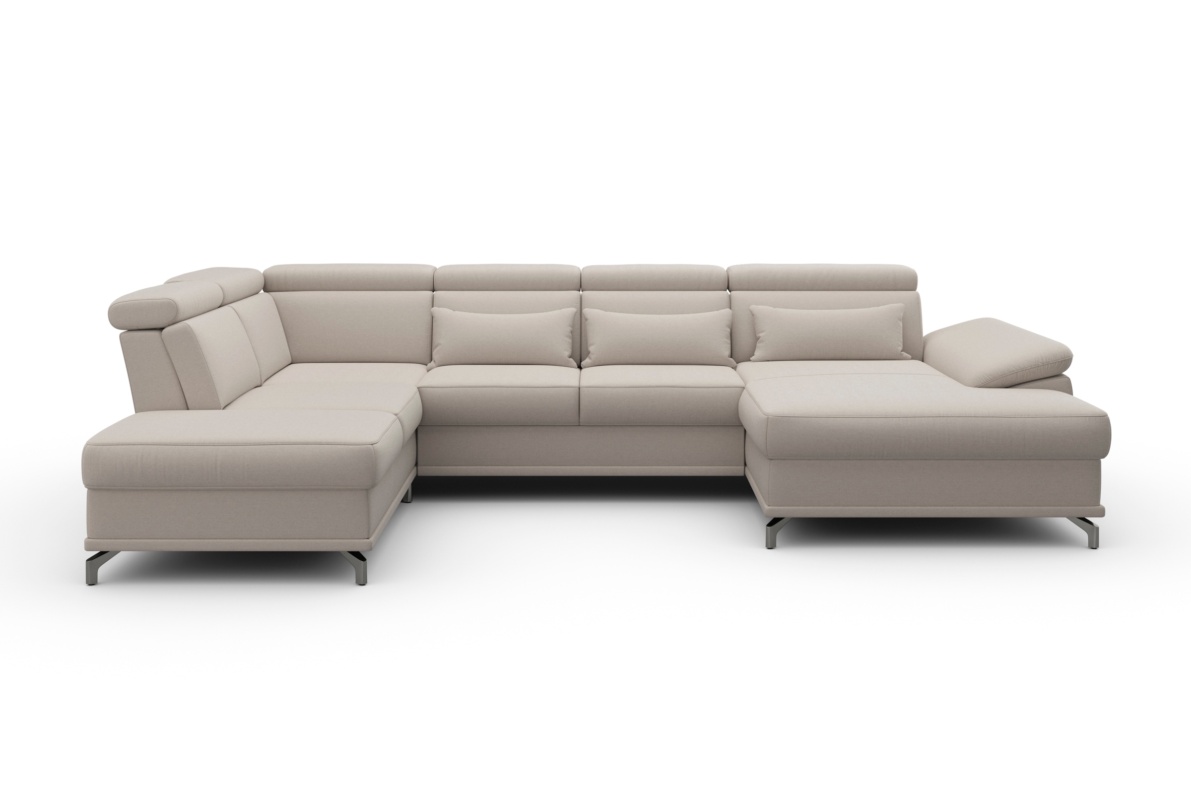 sit&more Wohnlandschaft »Cabrio U-Form, B: 359 cm, mit Sitztiefen-, Arm- & Kopfteilverstellung« 3 Nierenkissen, Federkern, optional Bettfunktion und Stauraum