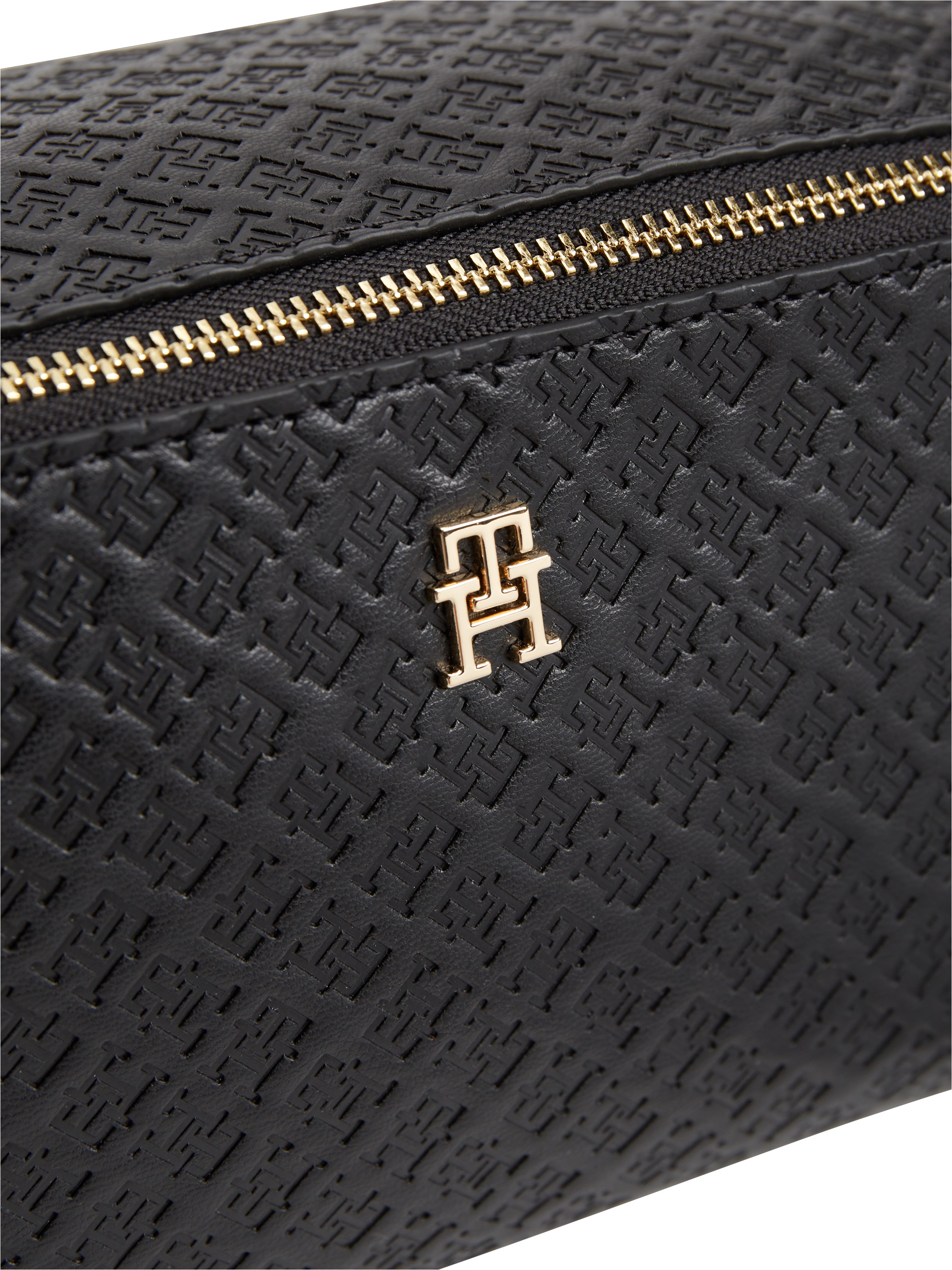Tommy Hilfiger Kulturbeutel »TH ICON DOUBLE WASHBAG MONO« Unisex Waschbeutel, Kosmetiktasche mit Allover-Logoprägung