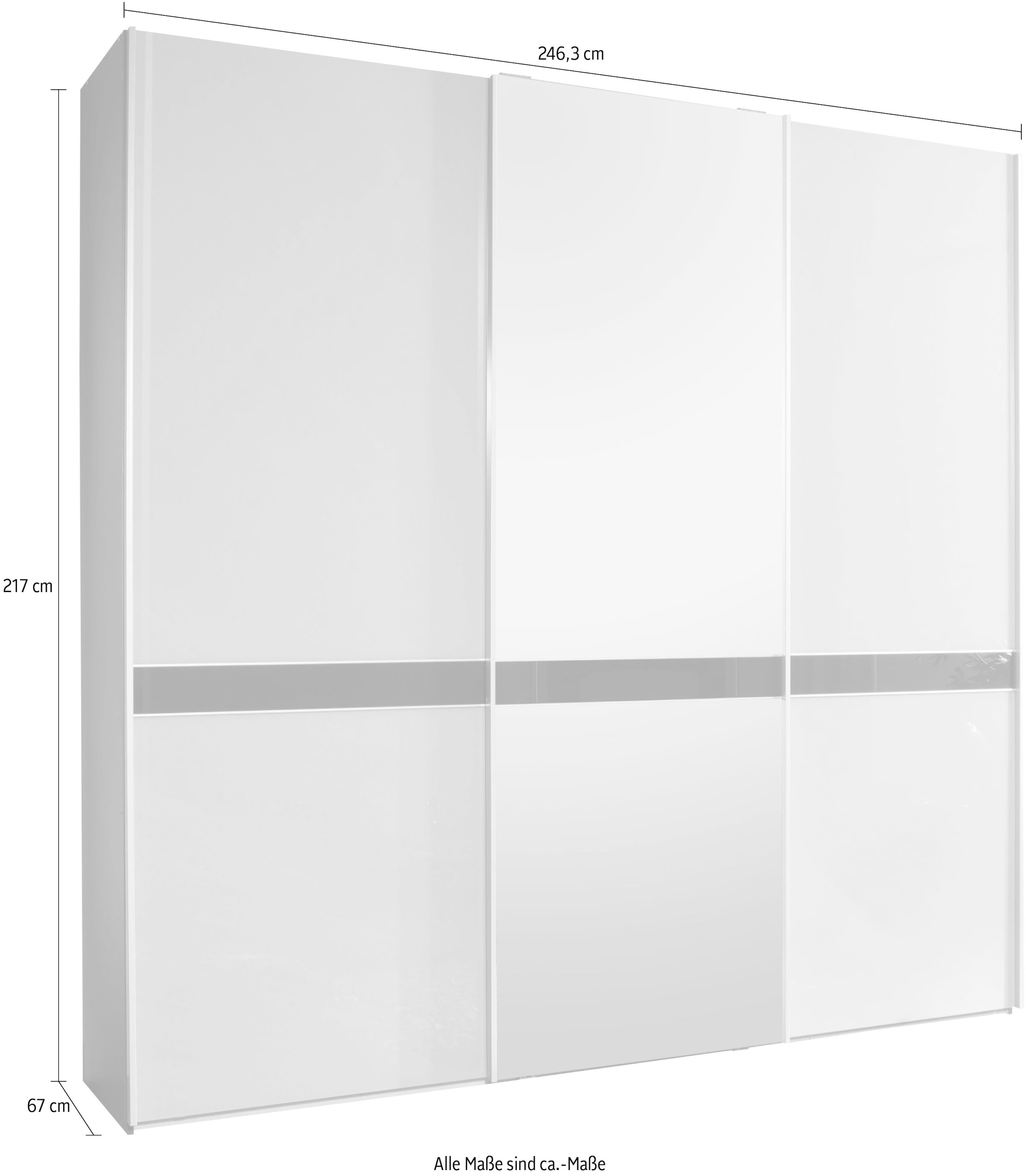 WIEMANN Schwebetürenschrank »Rialto« hochwertige Glas- und Spiegelfront mit Querriegel