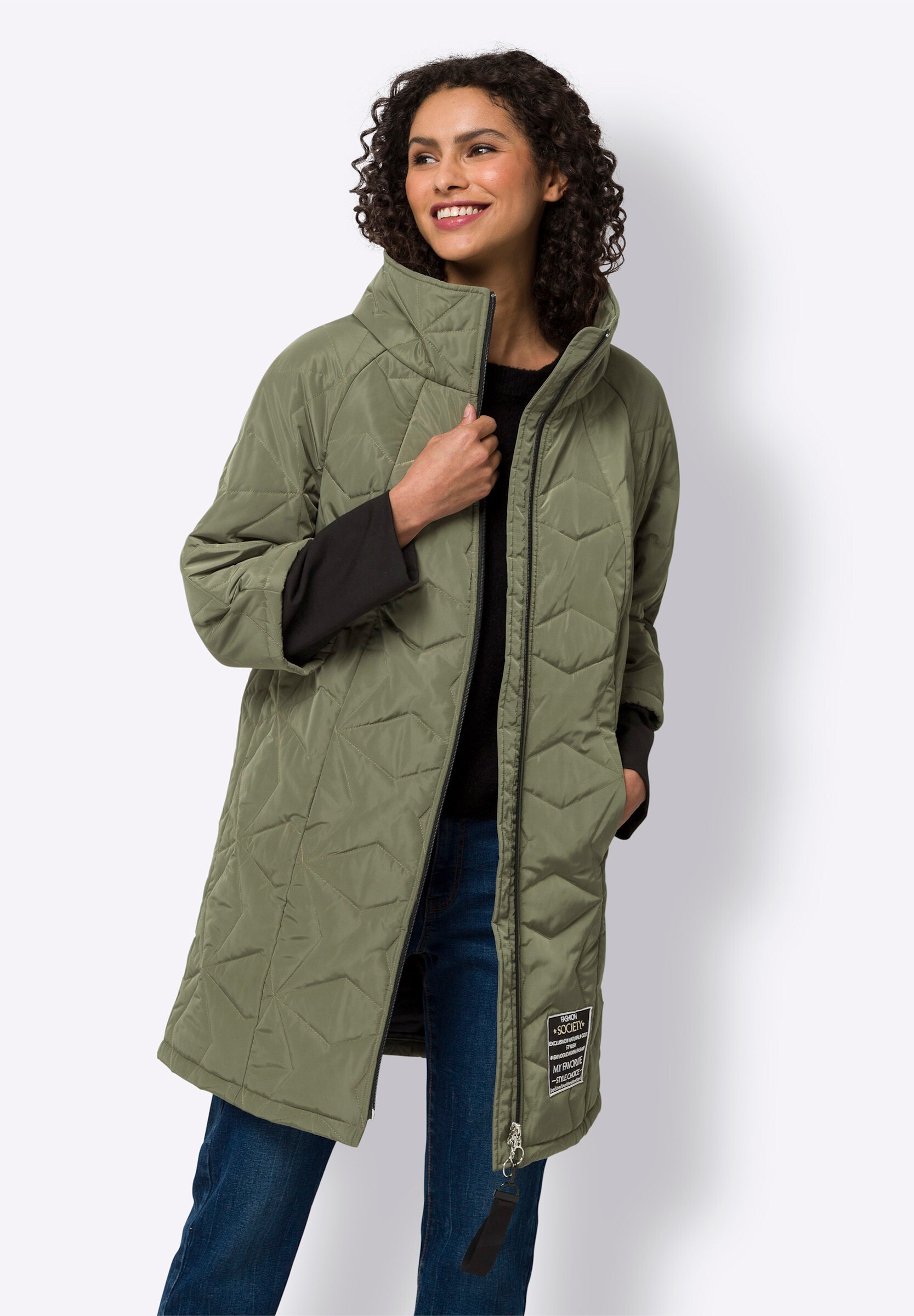 heine Steppjacke »Longjacke Longjacke mit modischer Steppung« ohne Kapuze