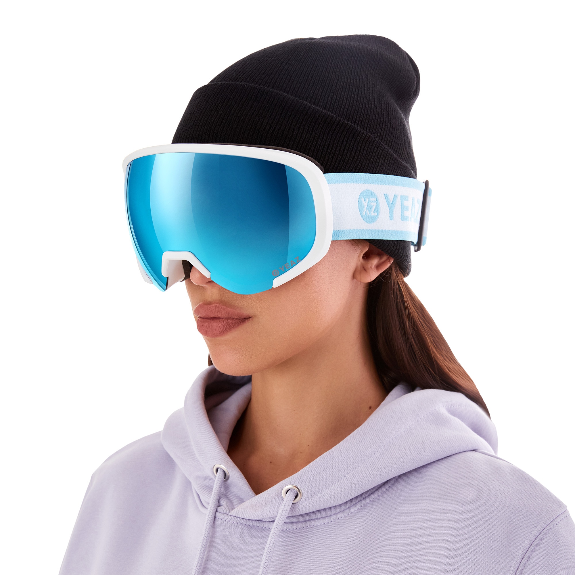 YEAZ Snowboardbrille »Ski- und Snowboard-Brille hellblau/matt weiß BLACK RUN«