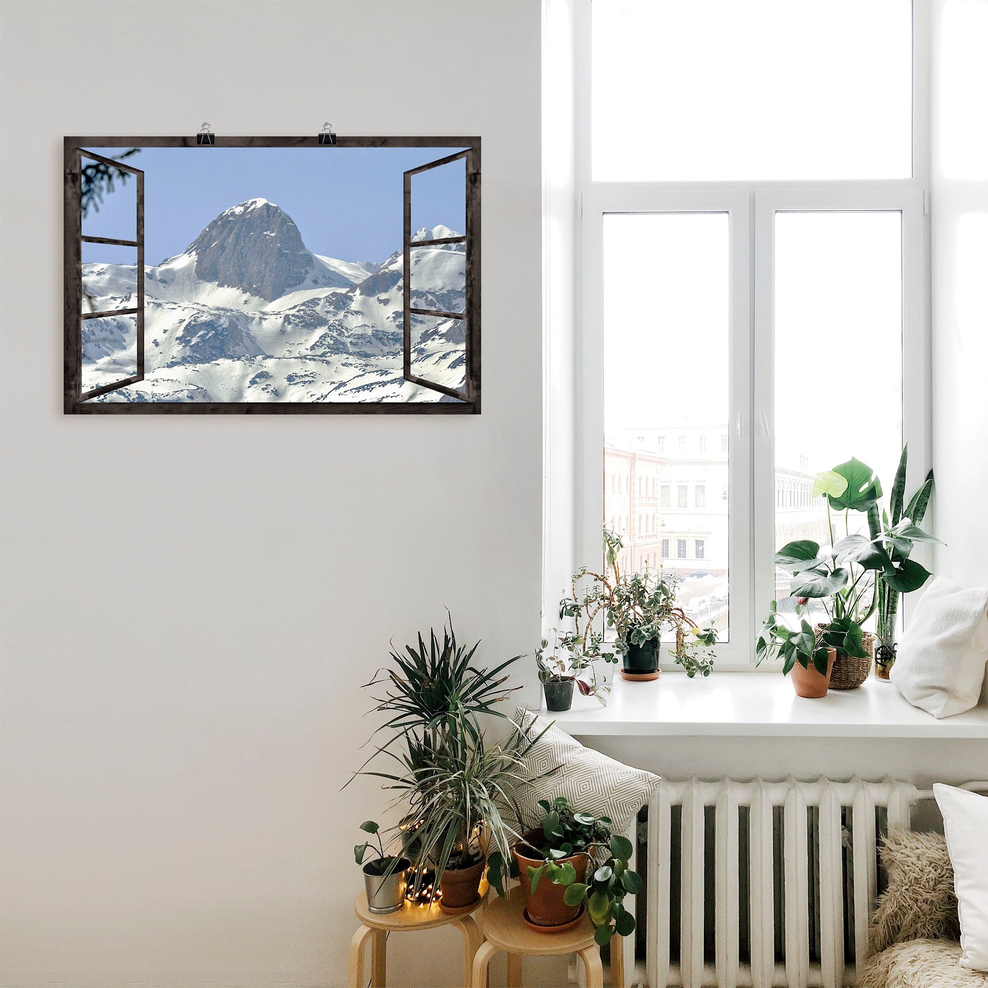 Artland Poster »Fensterblick - Reiteralm« Berge 1 Stk. tlg. als Alubild, Leinwandbild, Wandaufkleber oder Poster in versch. Größen